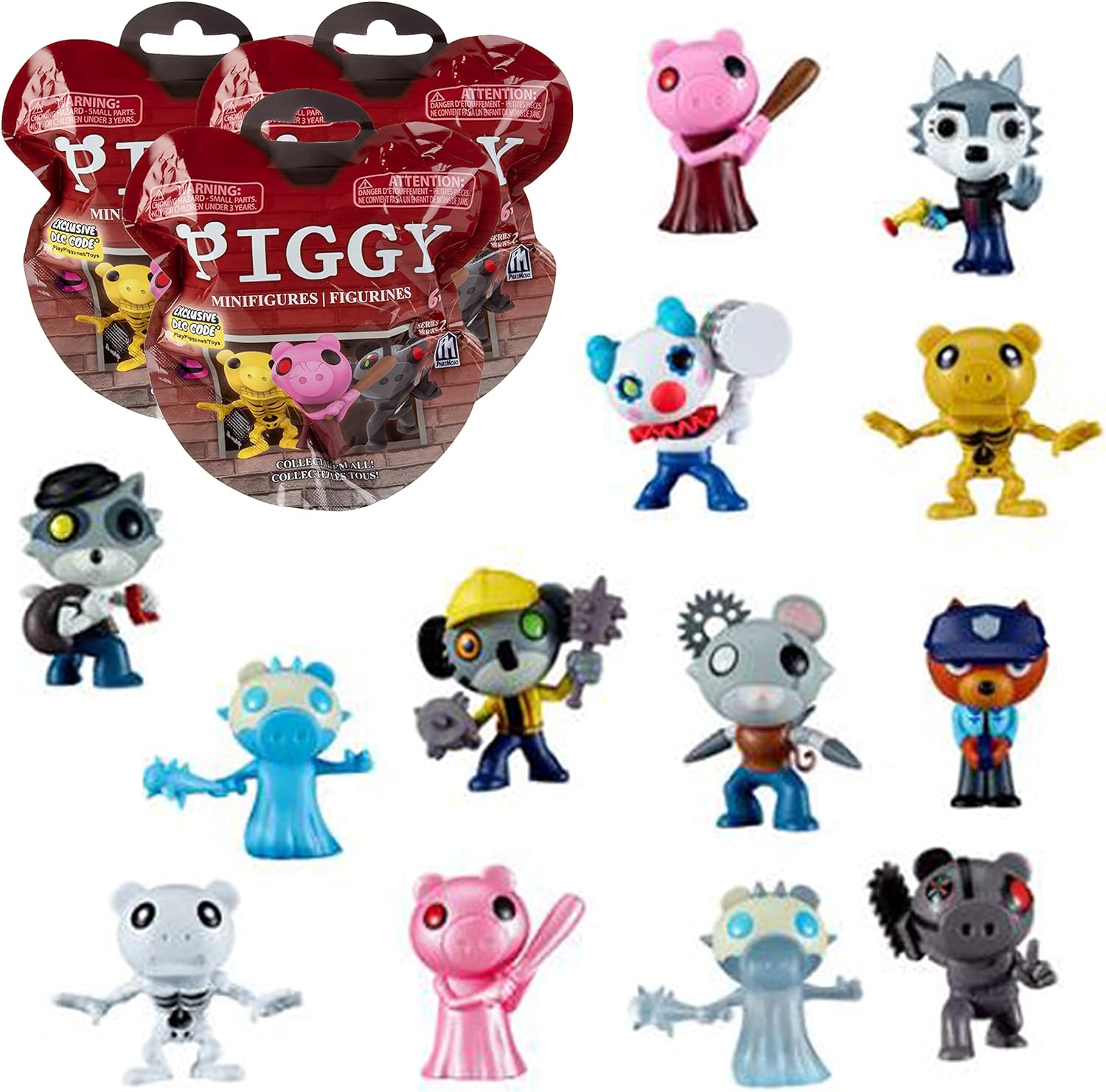 Piggy Action Figure 6 Pack - Six 3.5 Articulated Buildable Toys with Exclusive Minitoon Figure, 9 Accessories, Series 2, Includes DLC