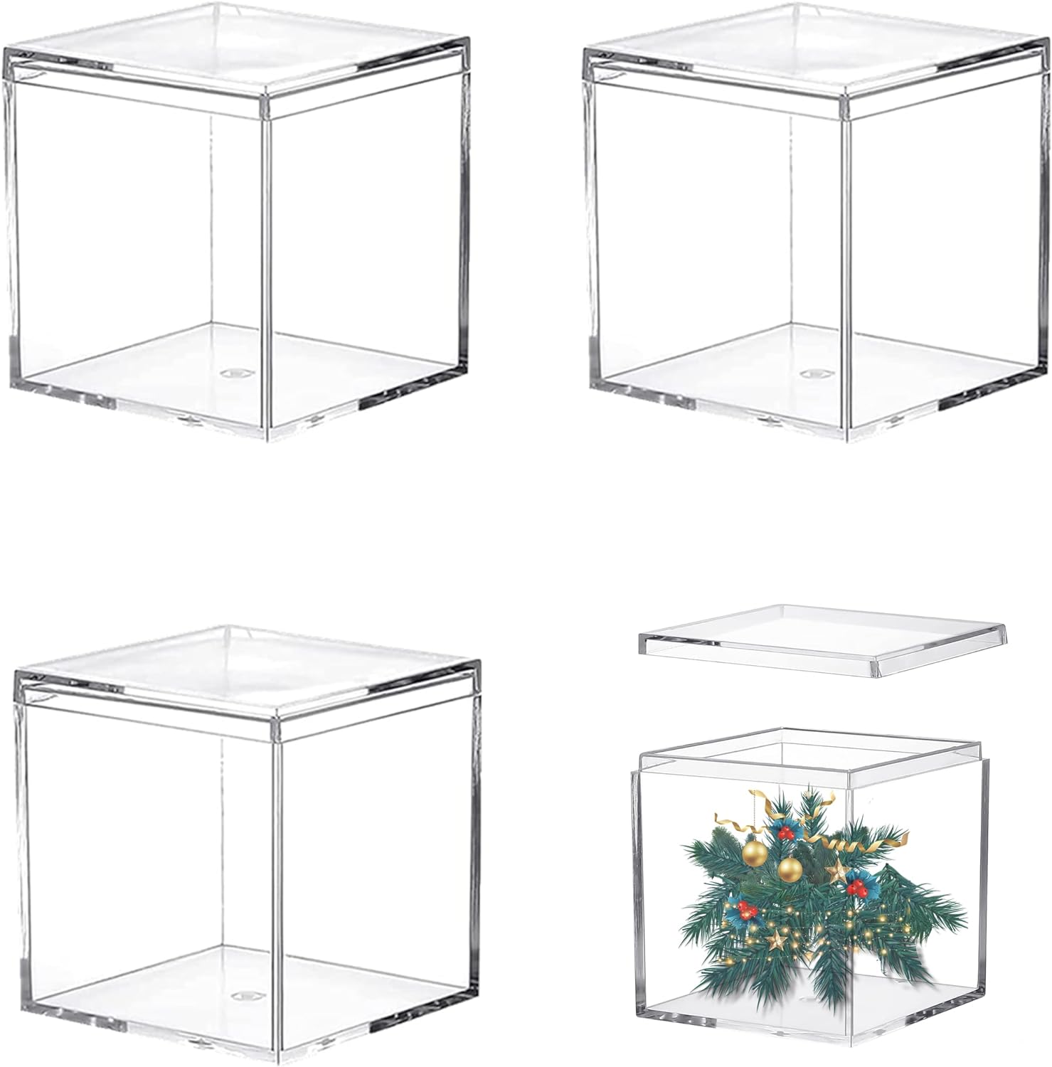 Clear Acrylic Boxes 3.75X3.75X2.5 8 Pack