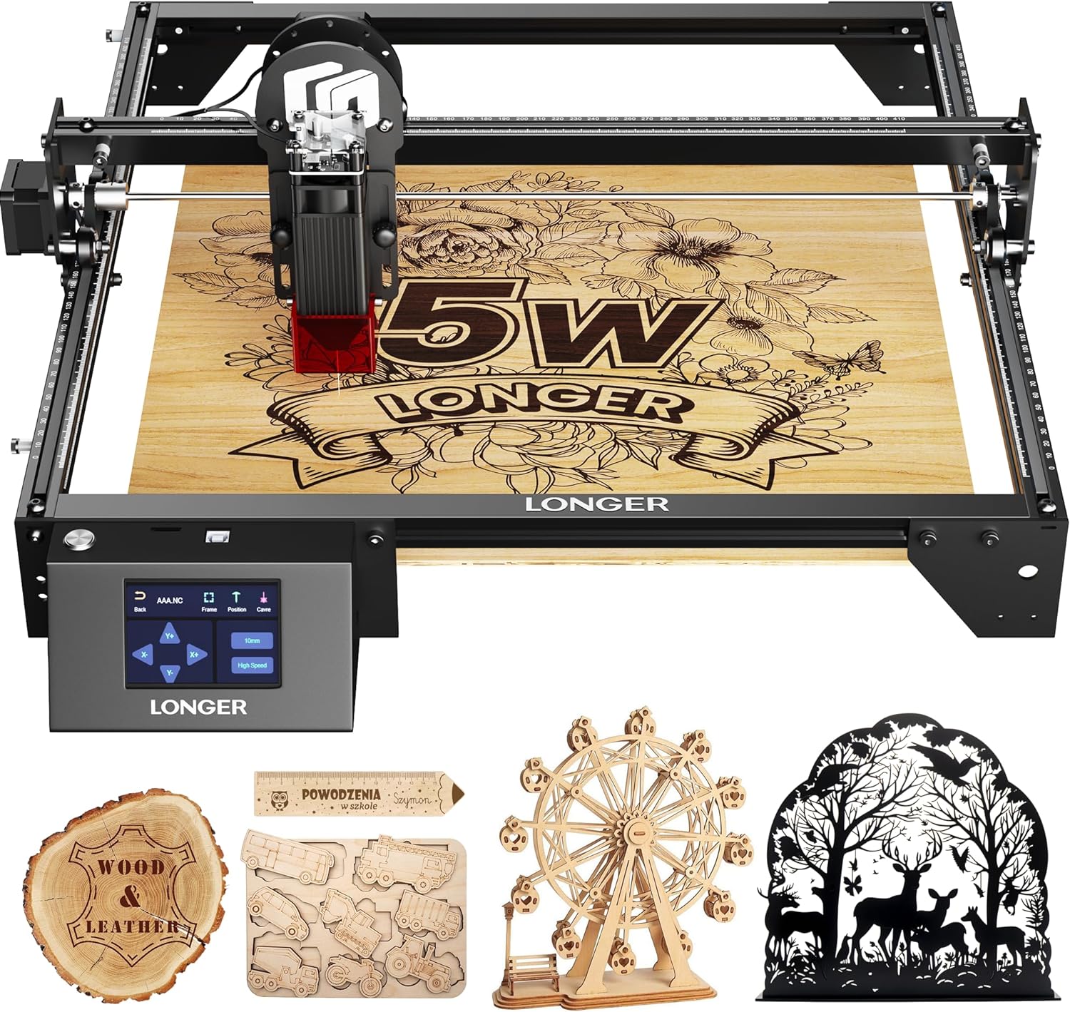VEVOR Laser Engraver 5W Output Laser Engraving Machine 16.1 x 15.7 Large Working Area 10000mm/min Movement Speed Compressed Spot with Eye