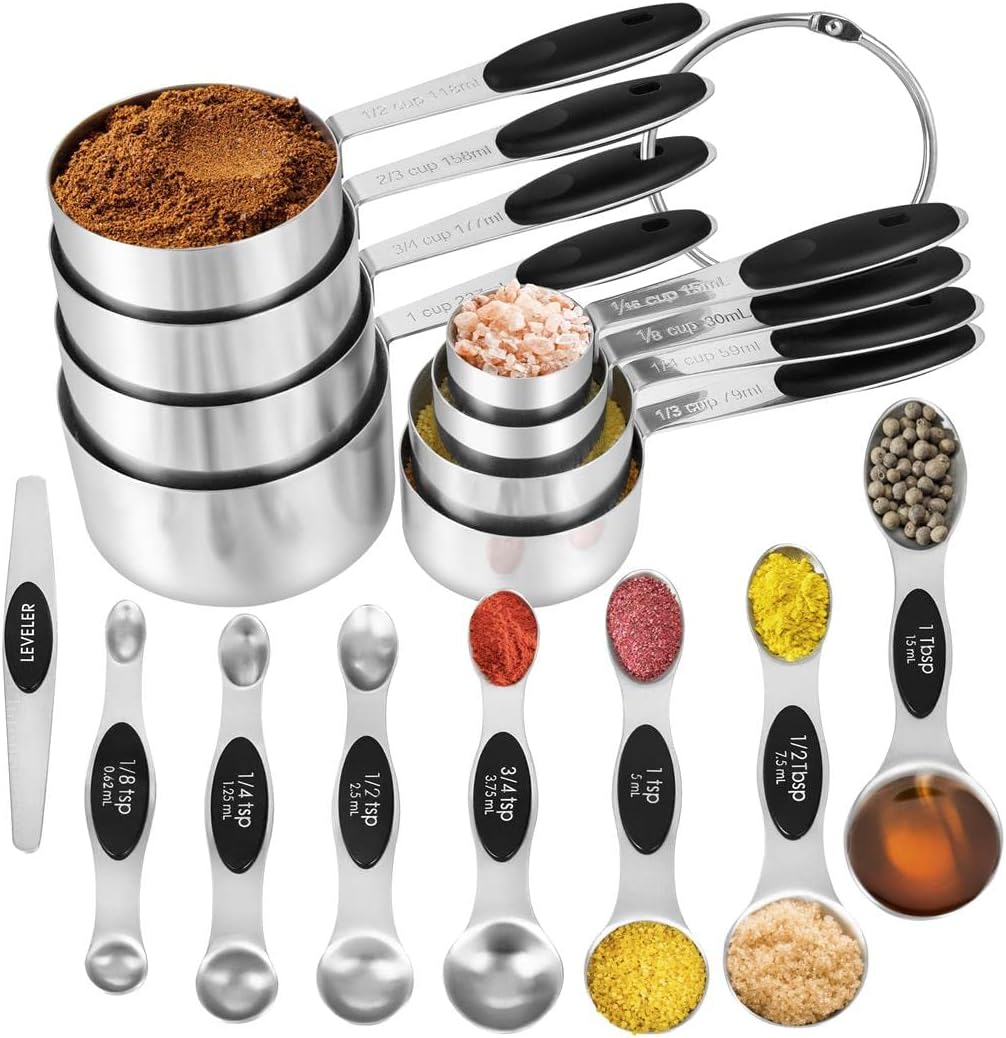 CuttleLab Stainless Steel Measuring Cups and Measuring Spoons - Set of 21