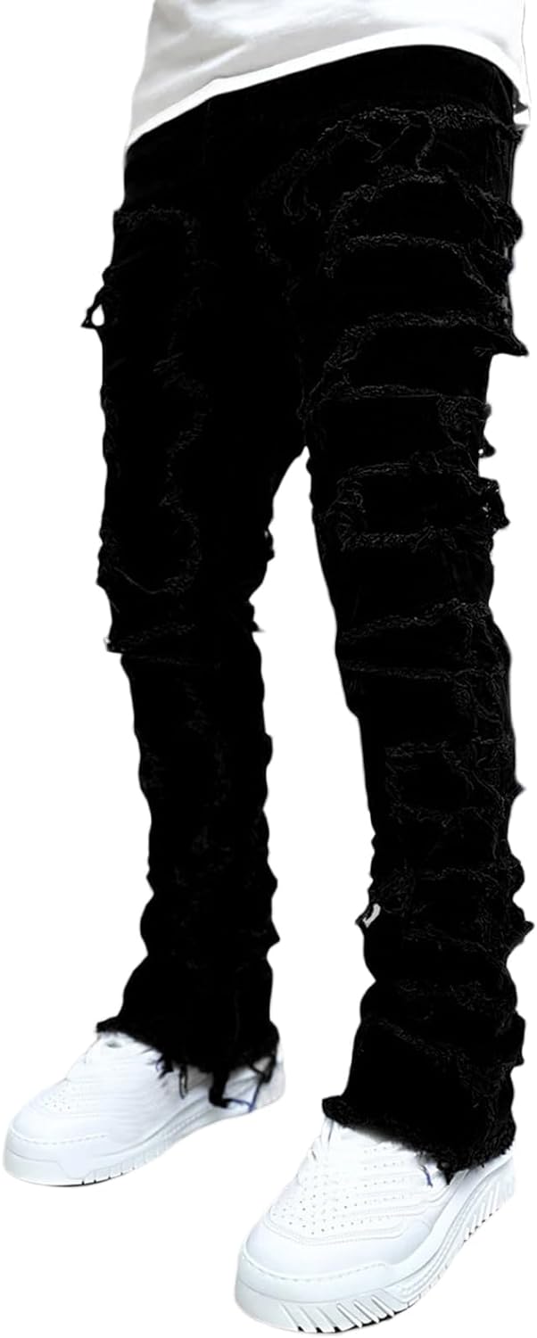 GINGTTO Mens Stacked Flared Sweatpants Loose Patchwork Casual Pants  Athletic Streetwear Flares Pants 