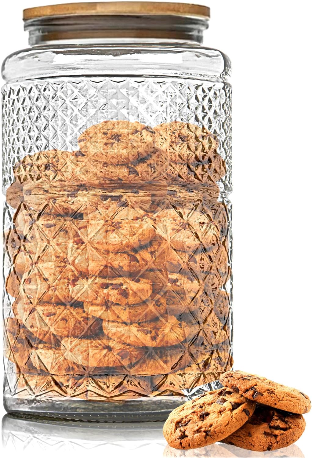 1 Gallon Glass Cookie Jar - Large Food Storage Container with Airtight Lid  