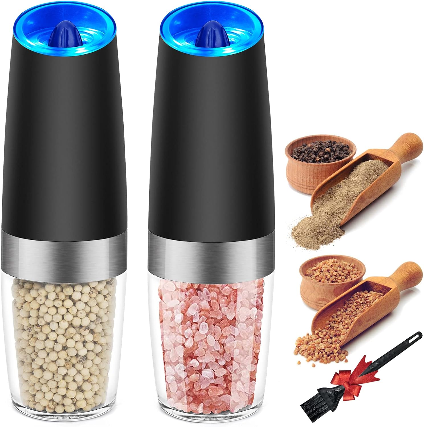 SIMPLETASTE Electric Salt Pepper Grinder Set One Hand Stainless Battery  Operated