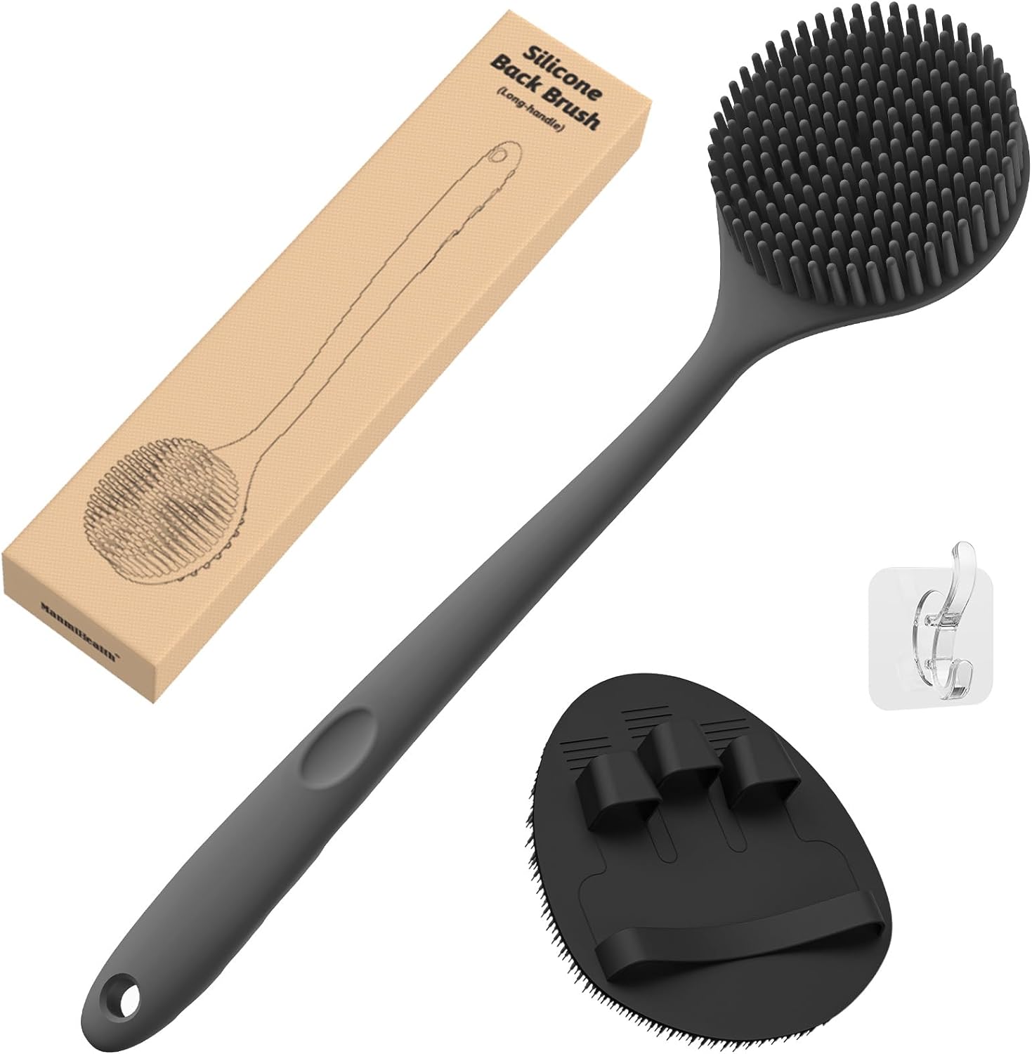 MainBasics Dual-Sided Long Handle Bath Shower Brush Back Scrubber