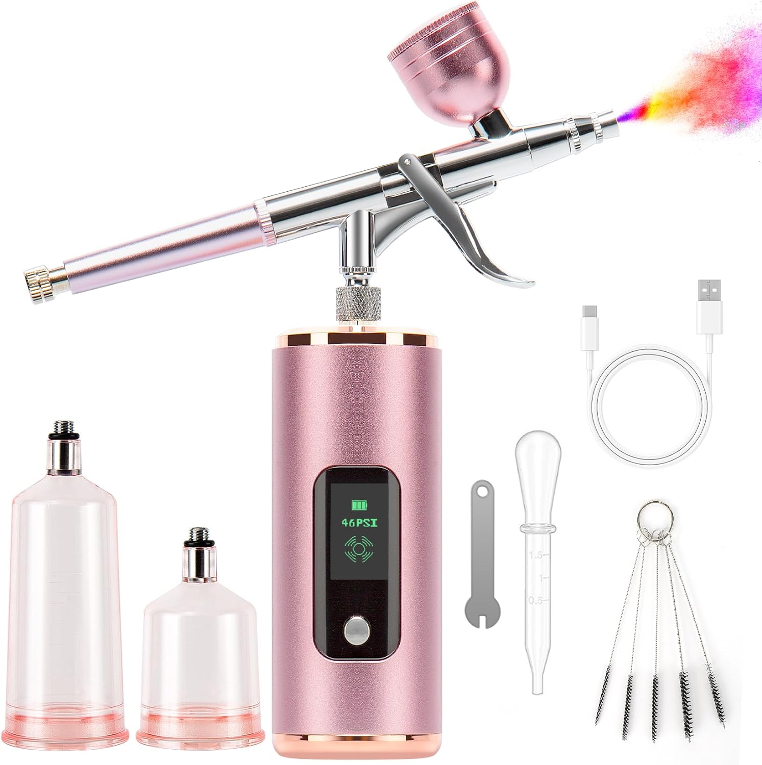 Airbrush Kit with Compressor, Miaphie Air Brush Machine for Nails, 0.3Mm  Nozzle Oxygen Injector, Cordless Airbrush Gun, for Skin Hydration, Nail  Art