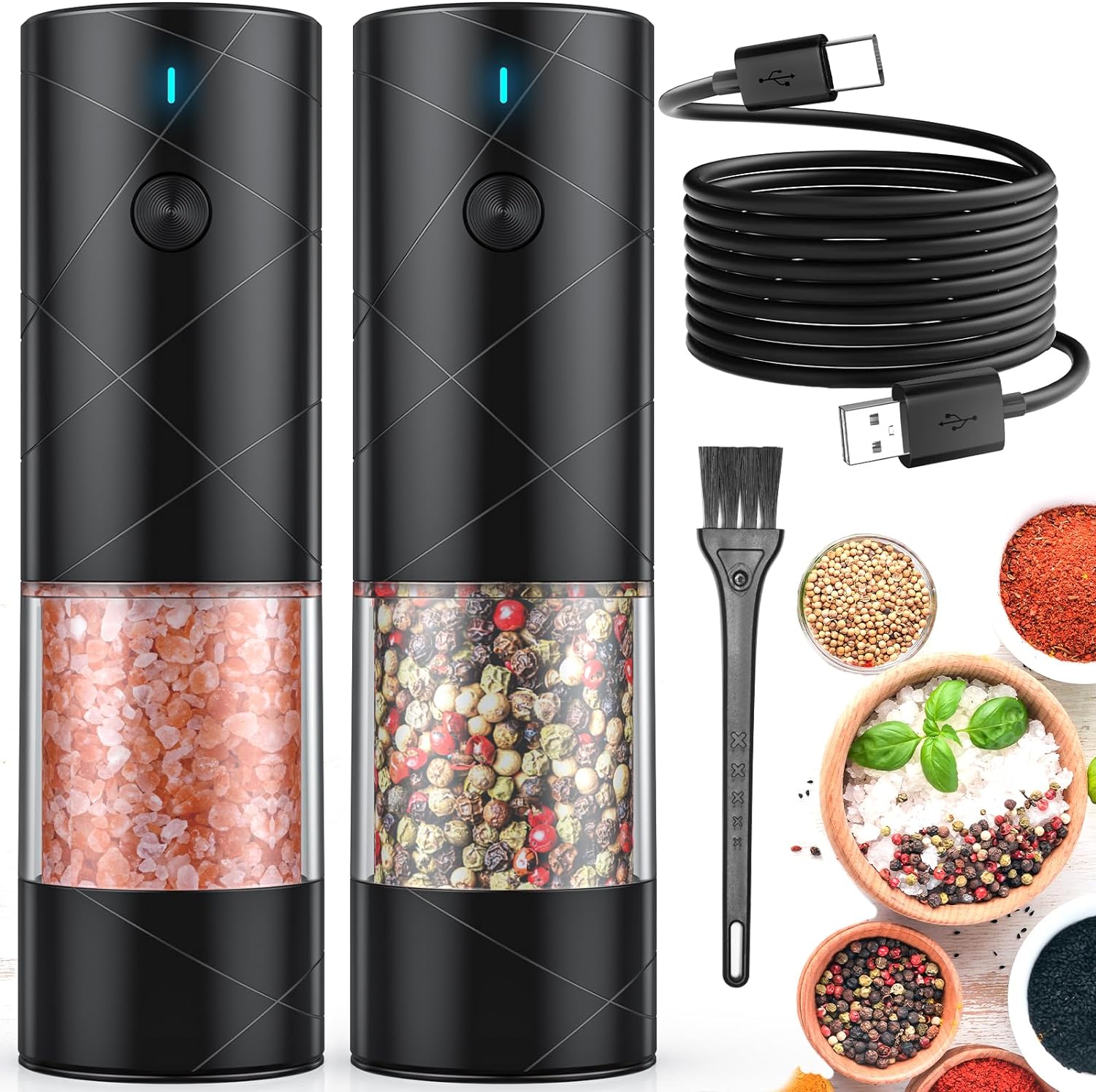  GZOOGHOME Electric Salt and Pepper Mill Grinder Set