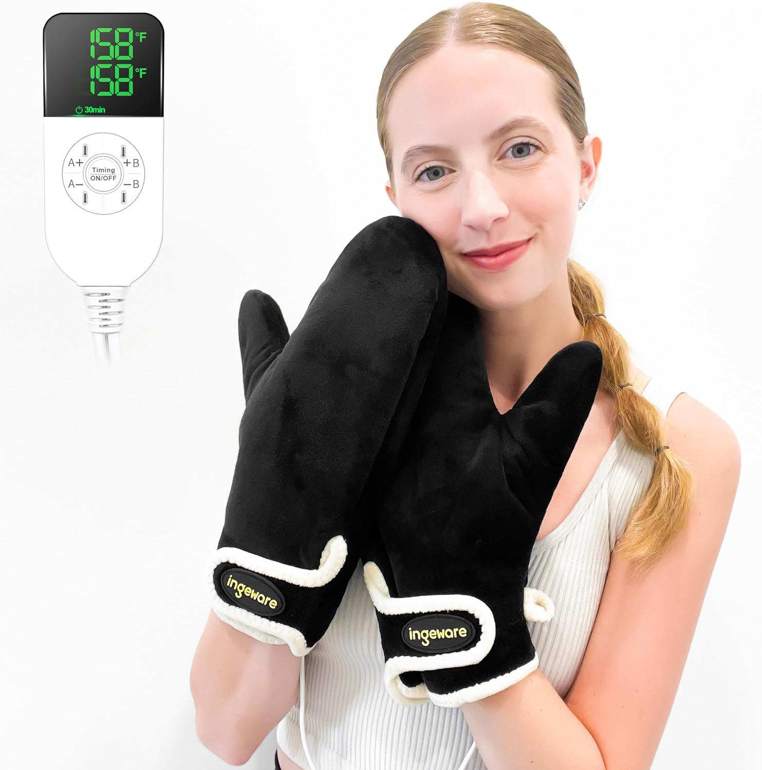 ForPro Premium Heated Mitts, Electric Thermal Moisturizing Hand Warmers for  Spa Treatments, Dual Temperature Settings, 1-Pair