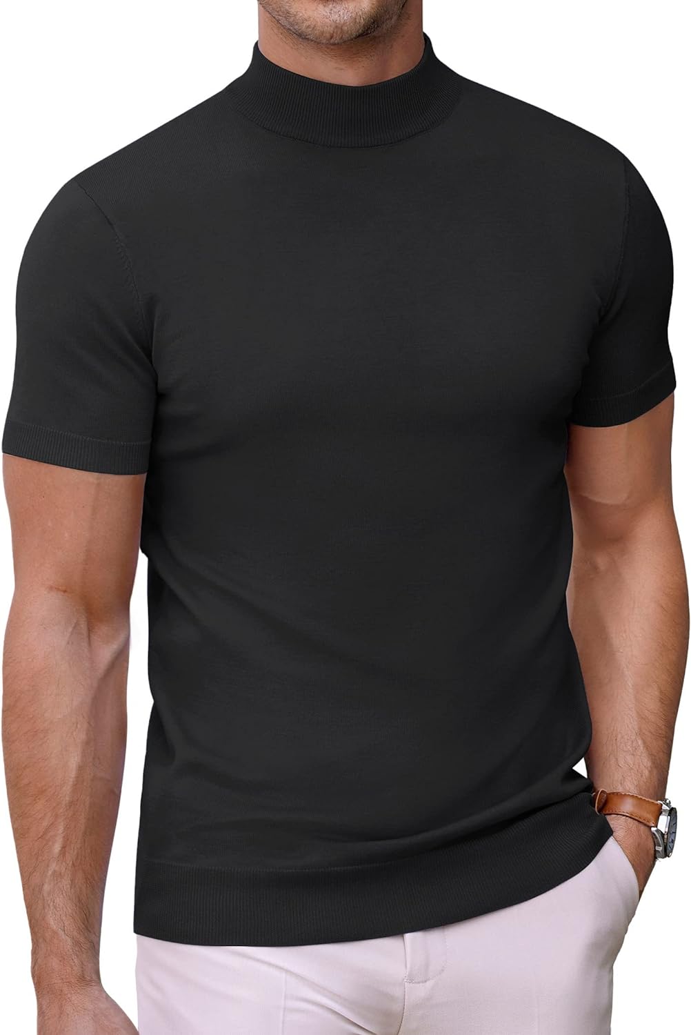 T Shirts For Men Mock Neck Short Sleeves WholeSale Price List Bulk Buy at SupplyLeader