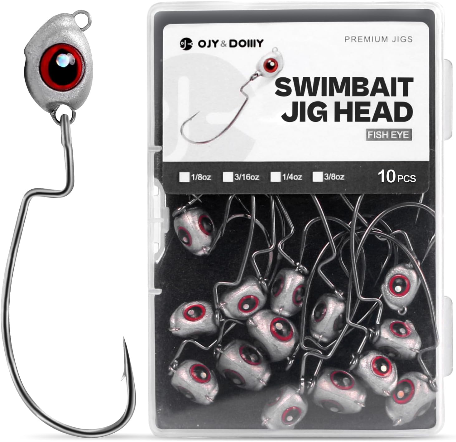 Dr.Fish 10pcs Underspin Weighted Swimbait Hooks Twist Lock Jig