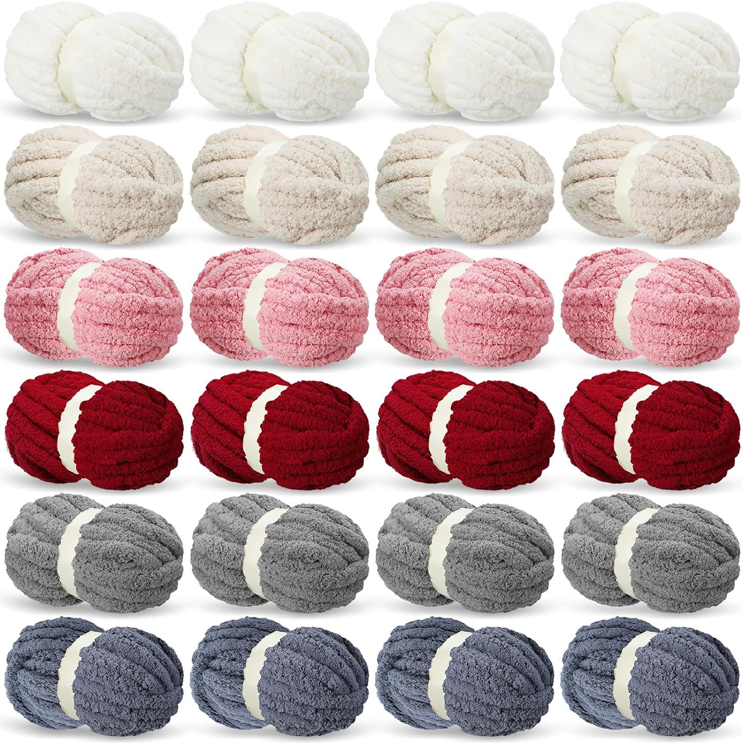  Chunky Chenille Yarn - 3 Pack Fluffy Thick Chenille Yarn For  Crocheting Blankets