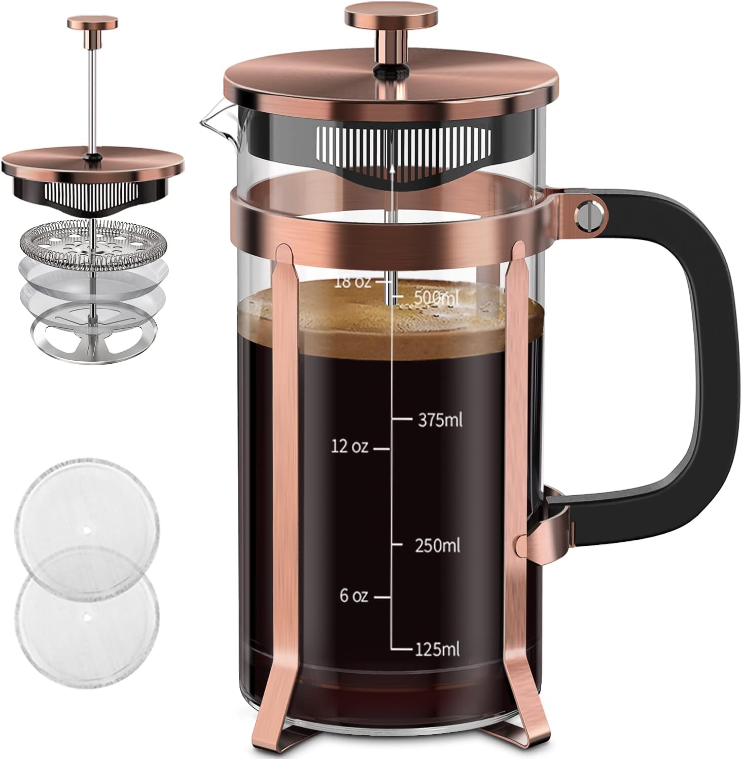 Utopia Kitchen French Press Espresso Maker (Set of 2) 51 oz and 34 oz  Stainless Steel Plunger and Heat Resistant Borosilicate Glass with Triple