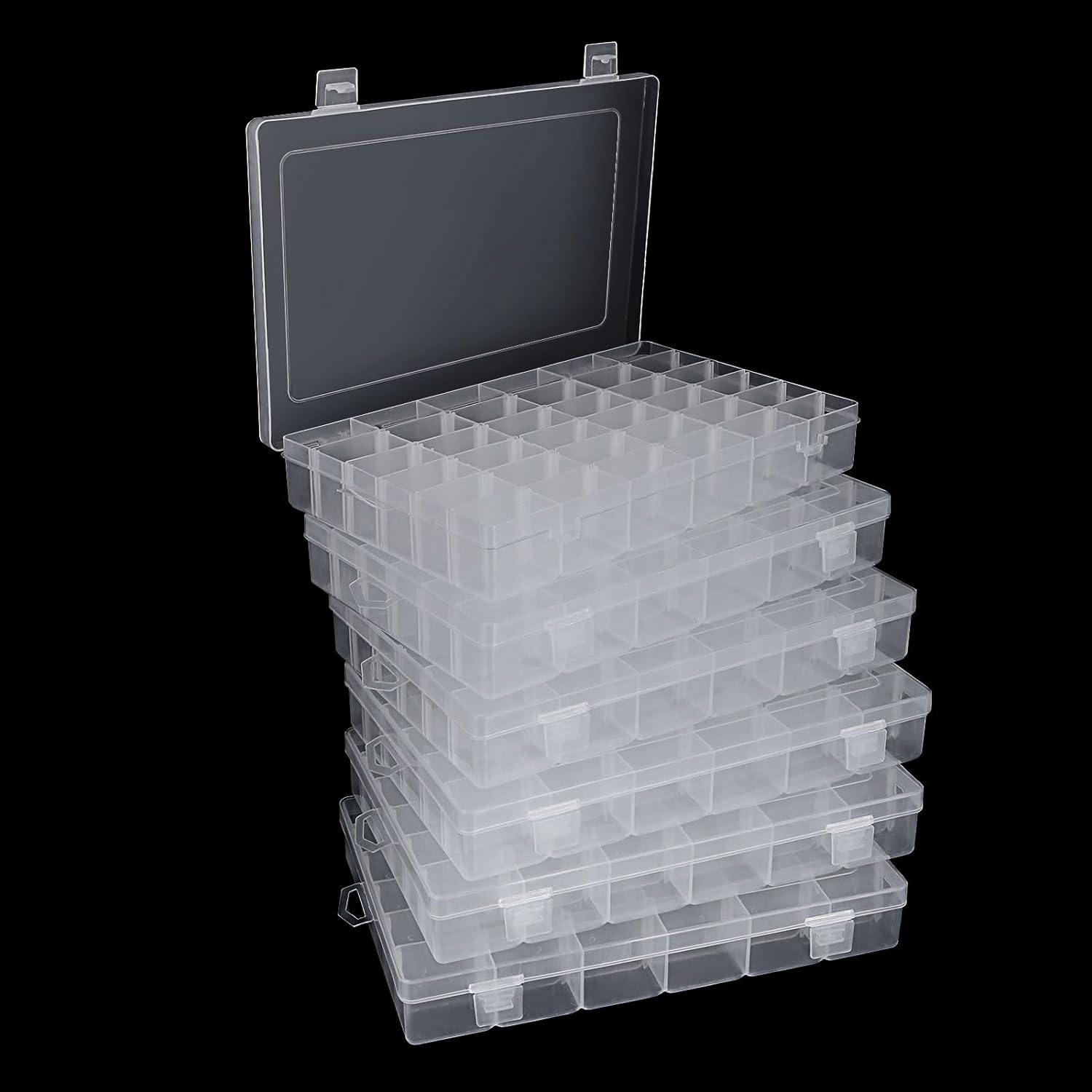 UHZBTEC 4 Pack 8 Grids Plastic Bead Organizer Box/Clear Crafts 4 8