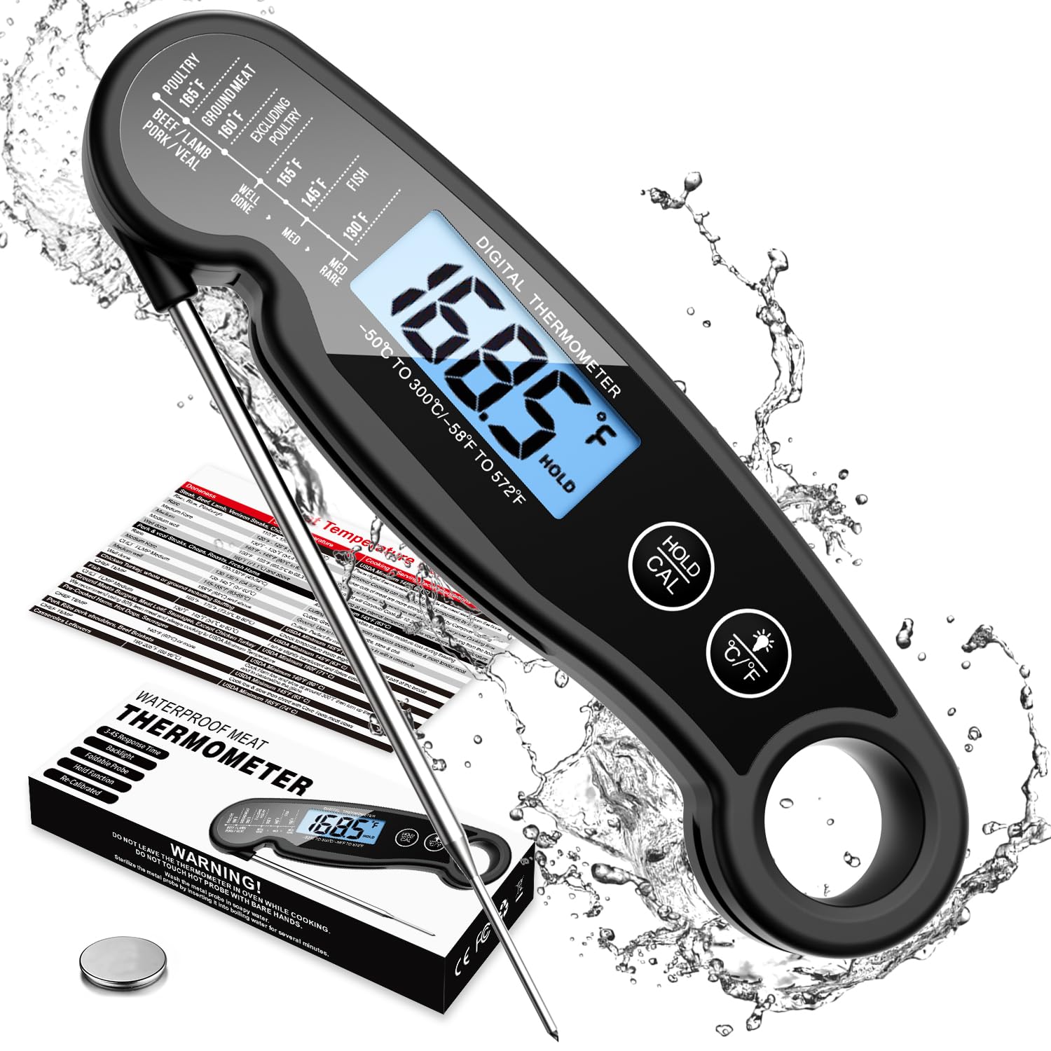 Dropship Digital Meat Thermometer With Probe - Waterproof; Kitchen Instant  Read Food Thermometer For Cooking; Baking; Liquids; Candy; Grilling BBQ &  Air Fryer to Sell Online at a Lower Price