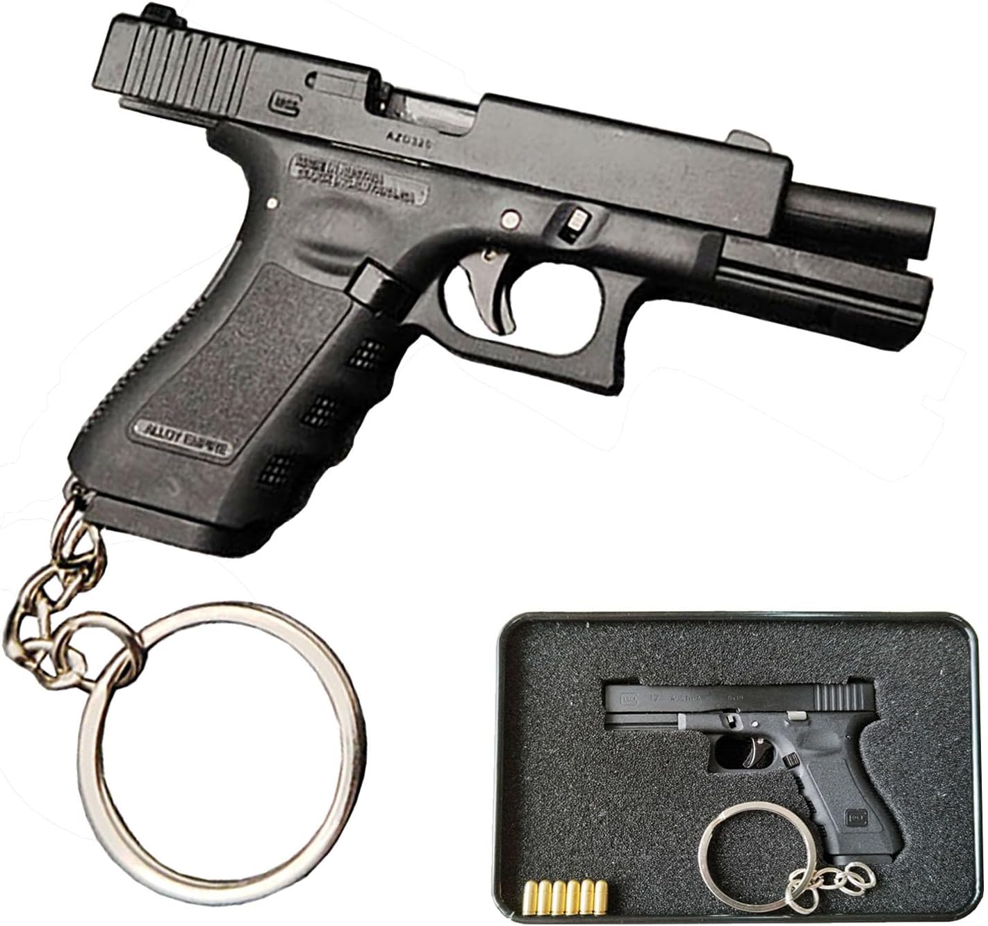 Mtlee 2 Pack Car Key Chain Bottle Opener Keychain For Men And Women (Gun  Gold)
