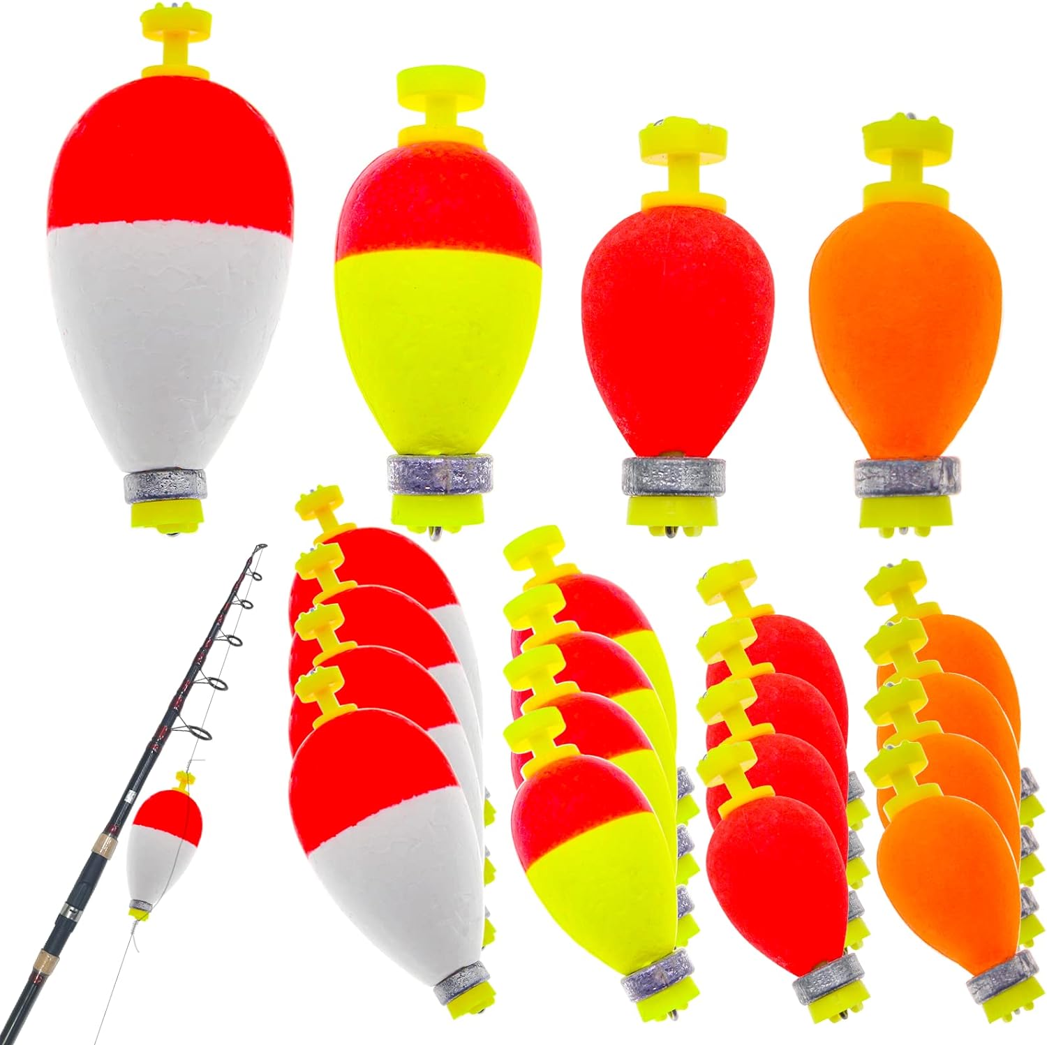 Coopay 30pcs-50pcs/lot Hard ABS Fishing Bobbers Set Snap on Red/White Float  Bobbers Push Button Round Buoy Floats Fishing Tackle Accessories 