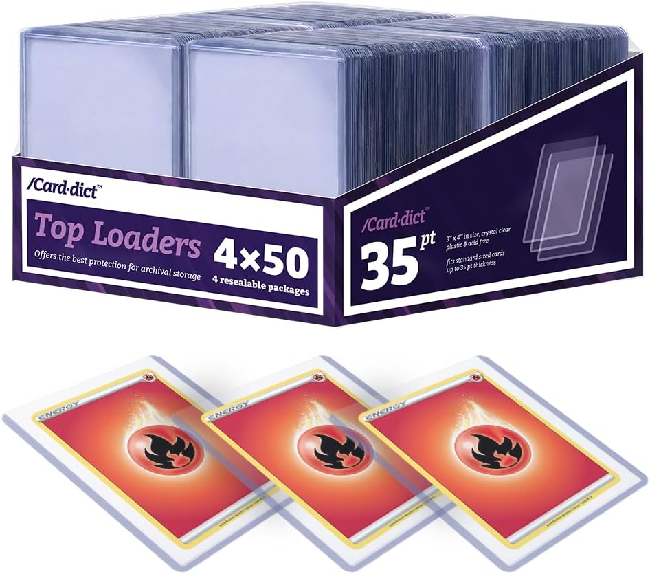 Cardboard Gold Top Loaders for Cards (8 Packs of 25ct) - Premium Baseball Card  Protectors, Sports Card Holder, Hard Plastic Card Sleeves, Trading Card Case,  Card Protector for Toploaders Storage 