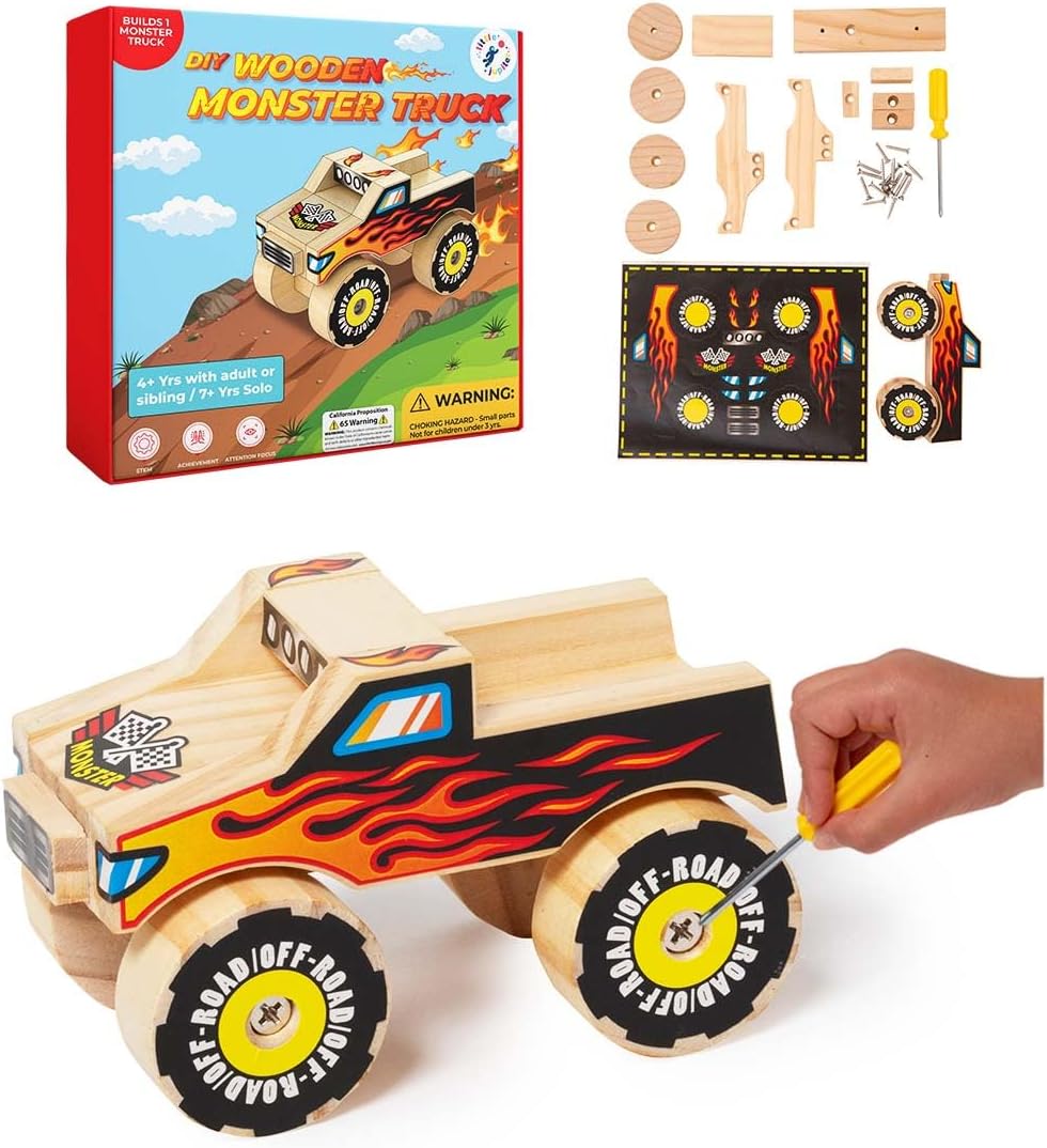 Klever Kits Kids Craft Kit, Build & Paint Your Own Wooden Race Car