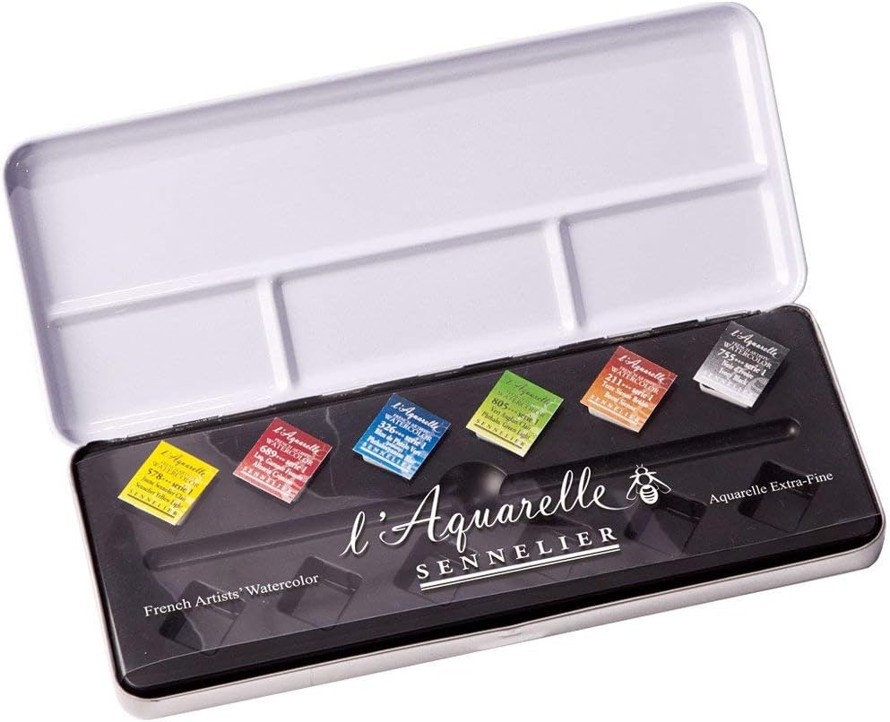  Sennelier French Artists' Watercolor Wood Box Set, 1 Count  (Pack of 1), Multi