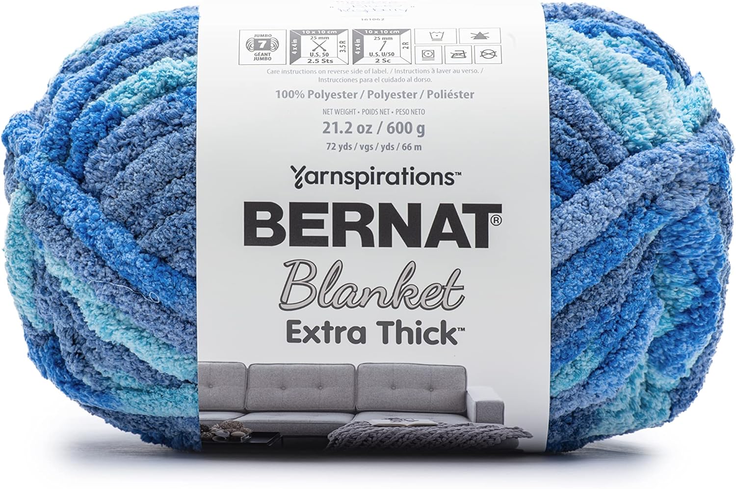  Bernat Blanket Extra Yarn, Big Ball 10.5 Oz, Jumbo 7, Light Teal