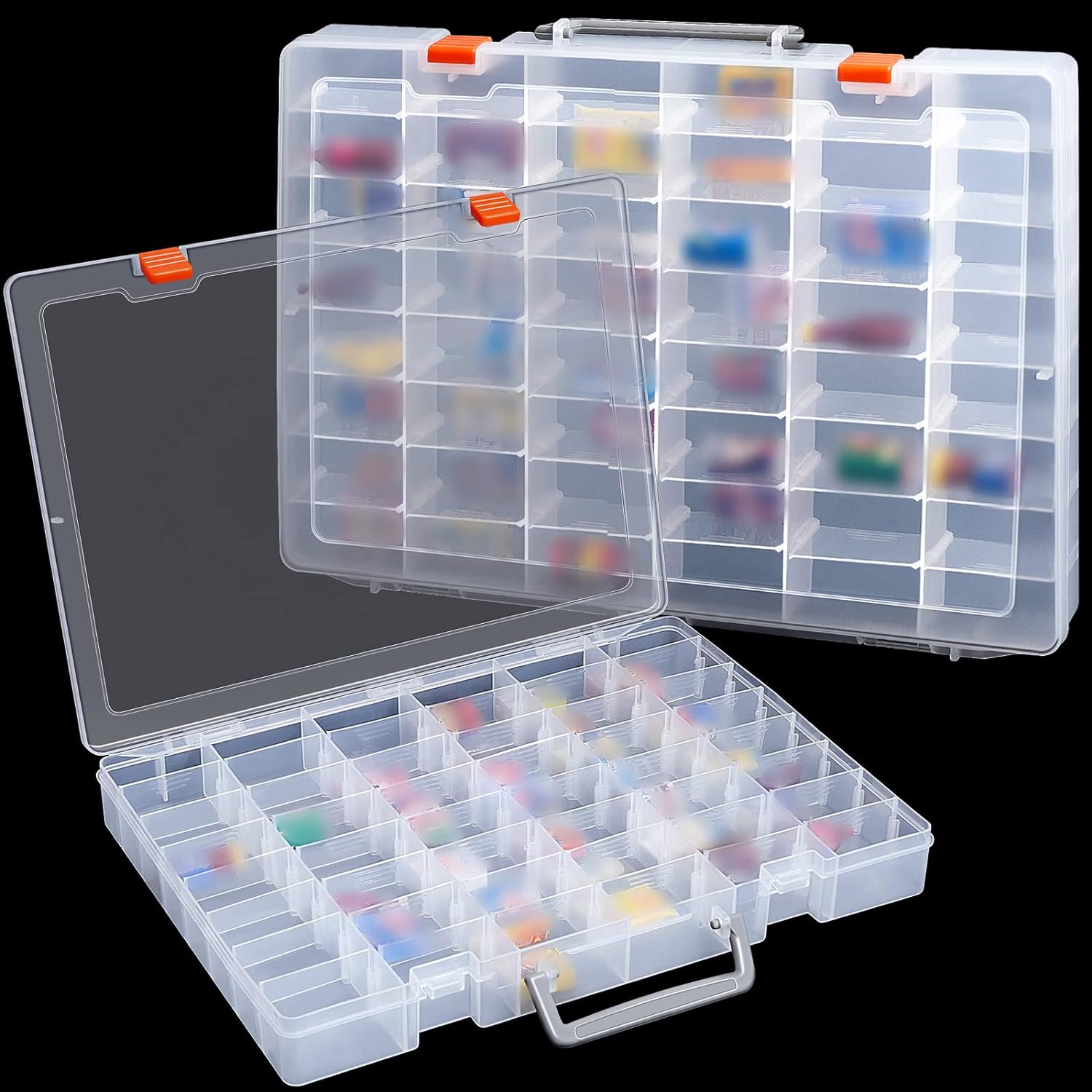 MyGift Clear Plastic 2-Tier Trays Craft Supply Storage Box 