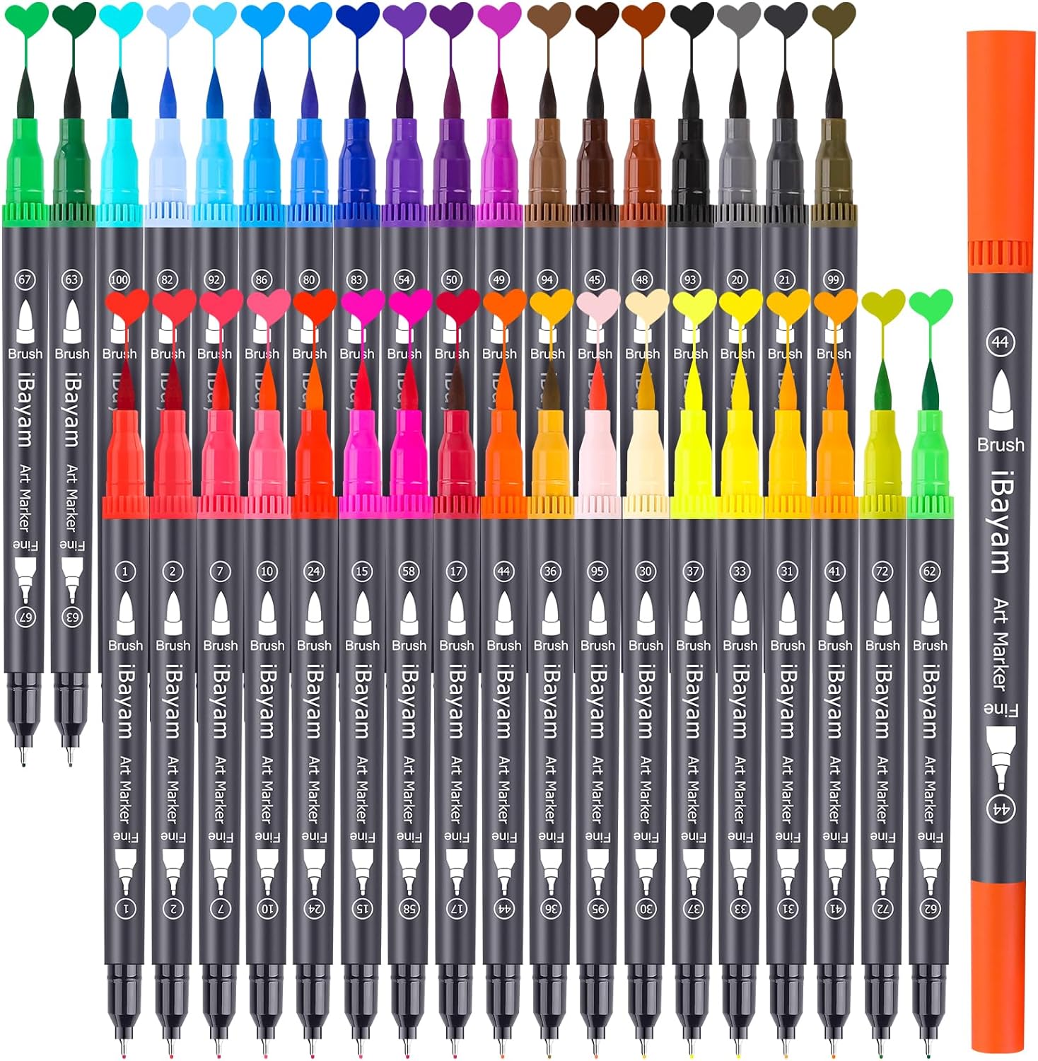 Vitoler Dual Tip Brush Markers Colored Pen,Fine Point Journal Pens & Colored Brush Markers for Kid Adult Coloring Drawing Planner Calendar Art