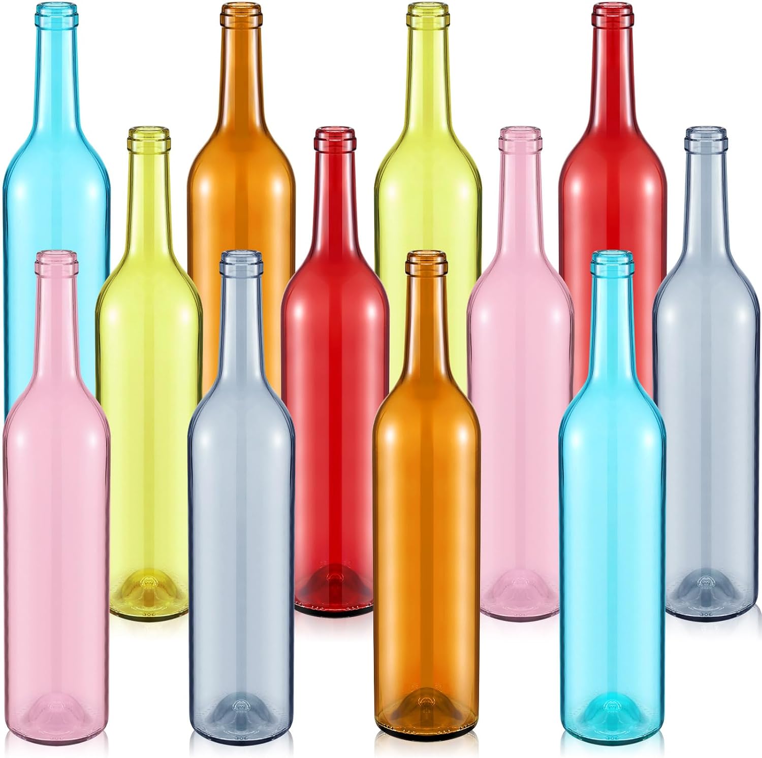 BULK PARADISE Assorted Blue Glass Bottles with Corks, 6 Pack, 2.5in X 9in,  16oz