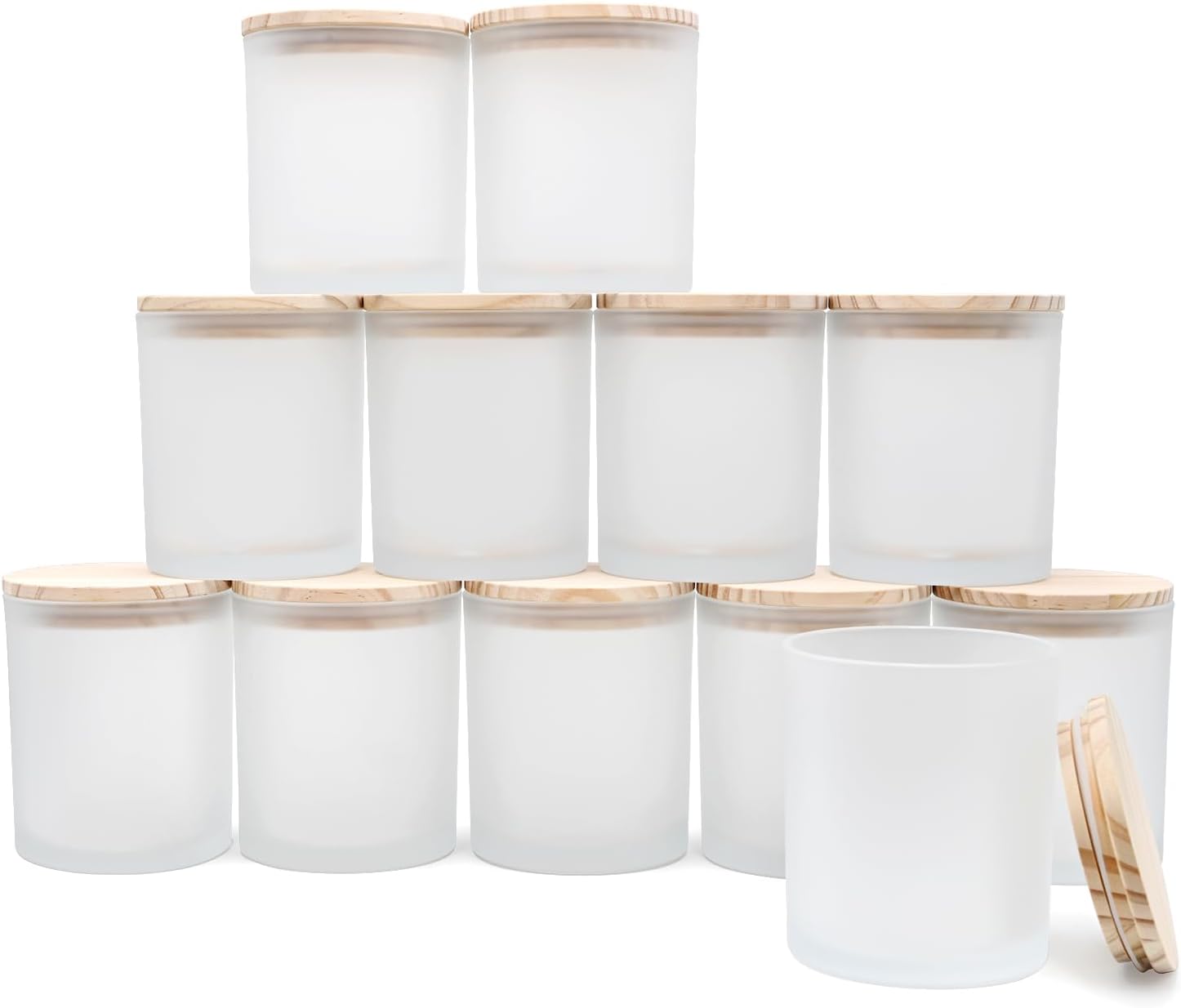 12 Pack 10Oz Pink Glass Candle Jars for Making Candles with Bamboo Lids  Sticky