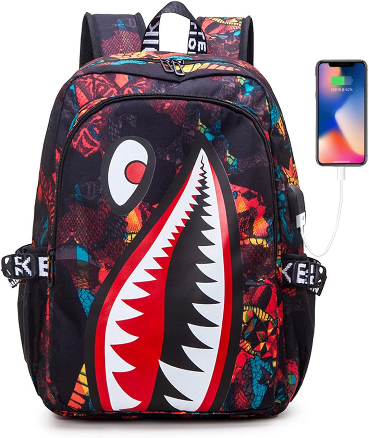 Vkaxopt Backpack Shark Teeth Camo Backpacks Travel Laptop, 57% OFF