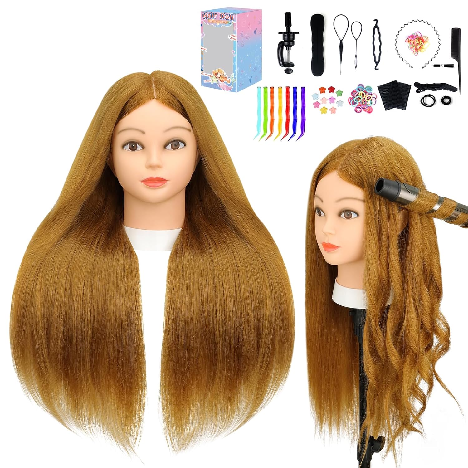  Yekavo Mannequin Head with 80% Real Hair Styling 26
