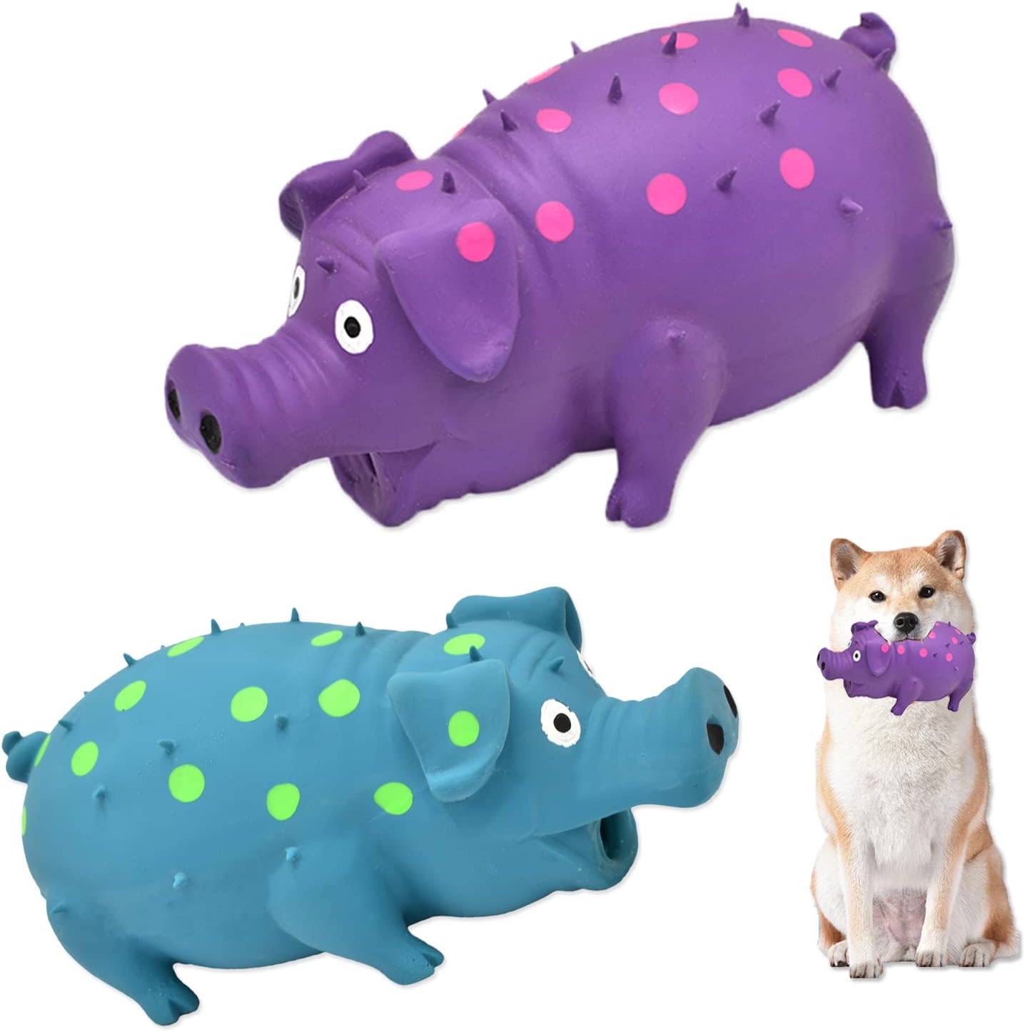 Goblet Grunting Polka Dot Mini Pig, Dog Shop Rubber Dog Toys