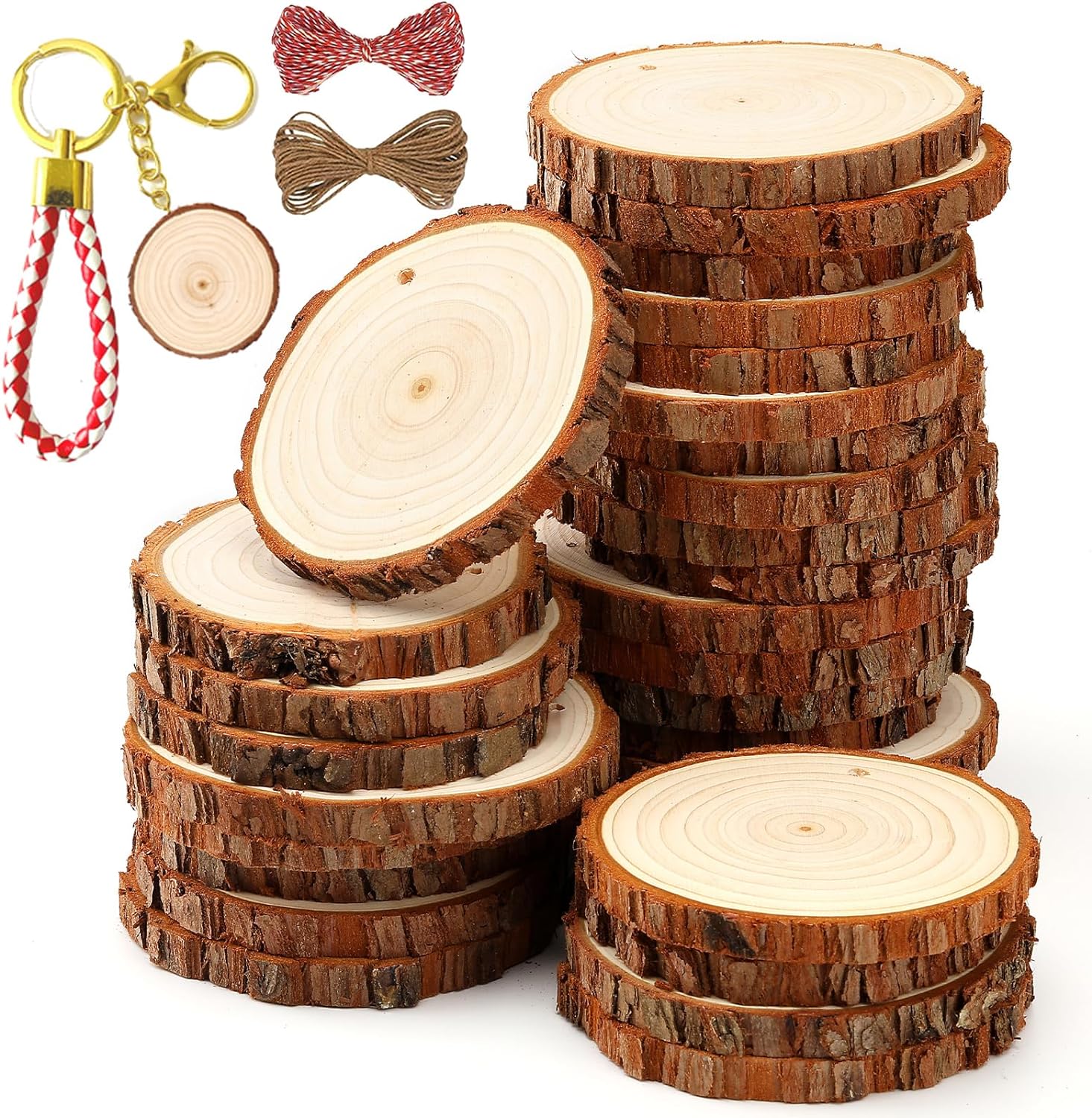3/4 Wood Discs Wood Circles Set of 25 Unfinished Wood Coins 1/8 Thick Wood  Rounds Wooden Circles 