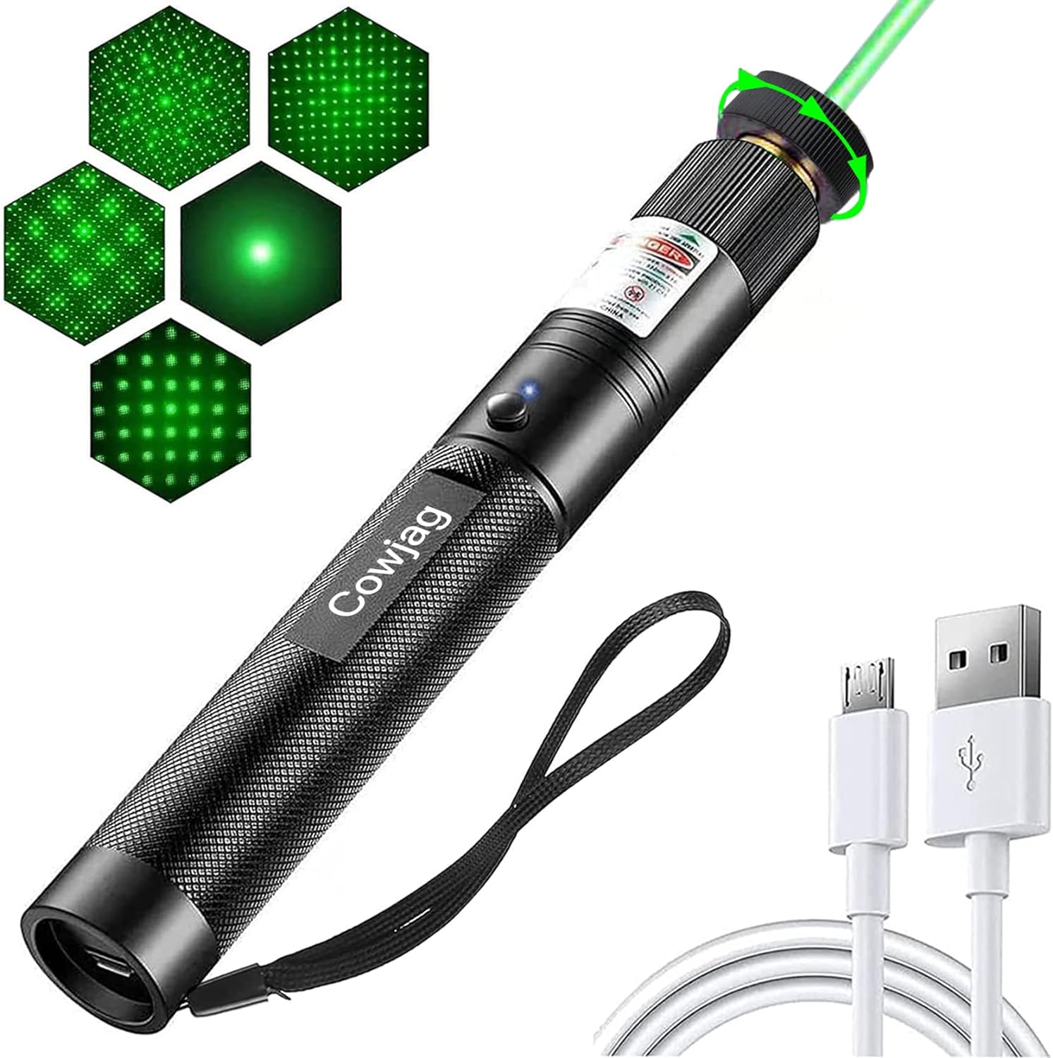 SolidKraft High Power Green Laser Pointer, Tactical Long Range Laser,  Rechargeable Laser Single-Press On/Off, Adjustable Focus High Power Laser