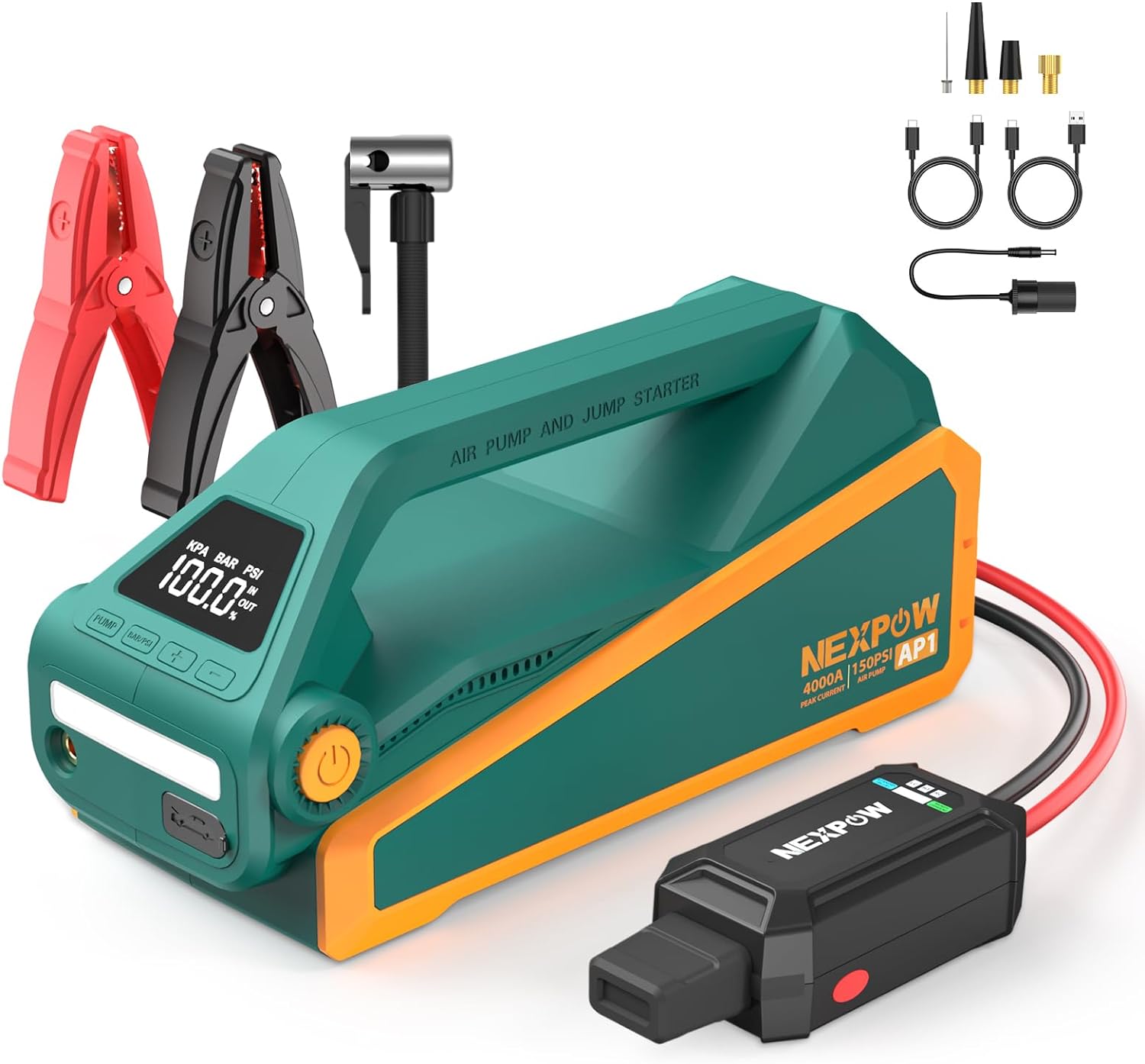 AVAPOW Jump Starter with Air Compressor, 3000A Car Battery Jump Starter  (for All Gas or up to 8.0L Diesel) with 150PSI Digital Tire Inflator, 12V Portable  Battery Jump Box 