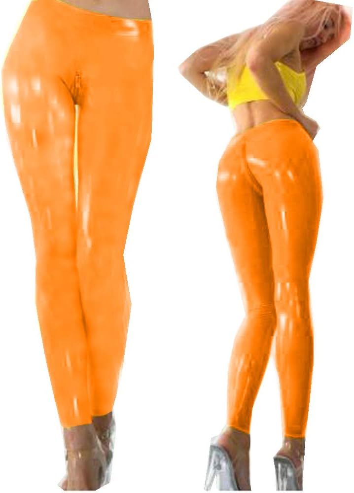 Women Lady Sexy Ice Silk Zipper Crotch Leggings Semi See Through Sheer  Silky Tights Pants