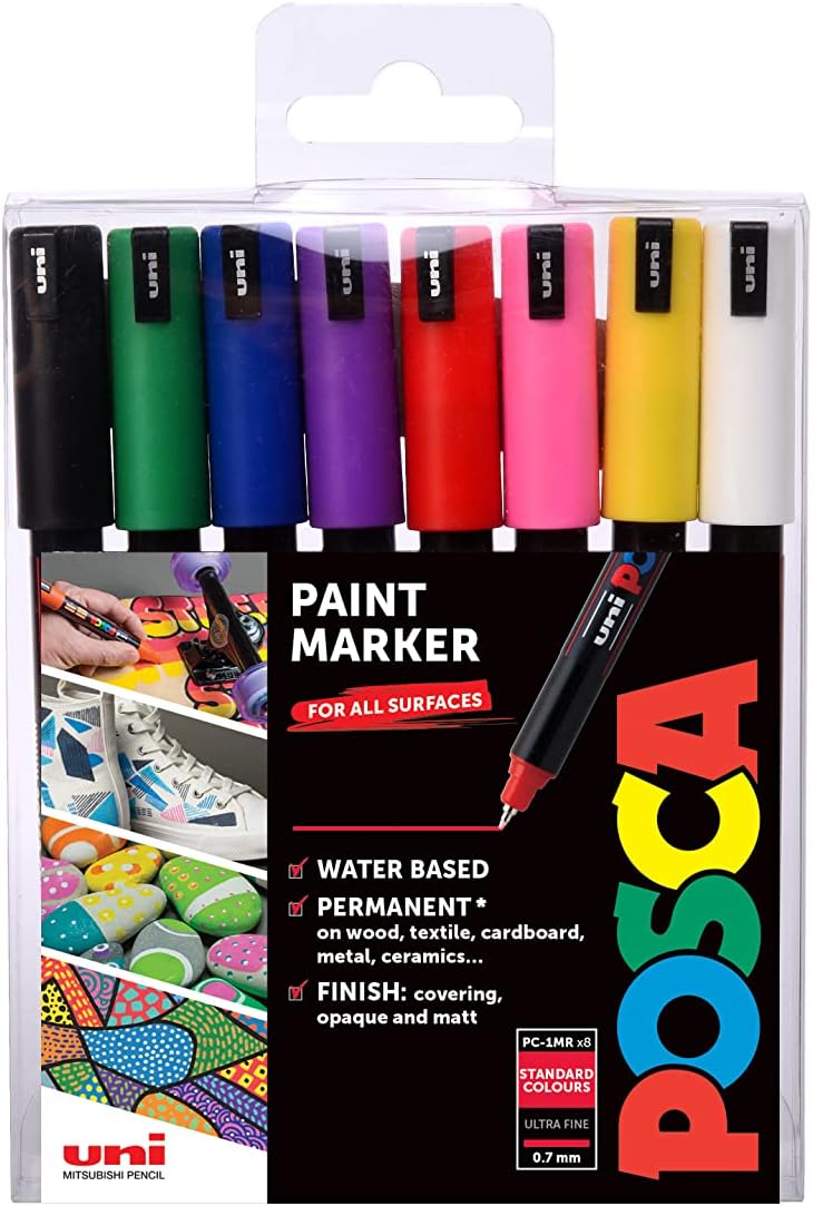 Uni Posca Paint Marker PC-1M White, 3 pens per Pack(Japan Import)  [Komainu-Dou Original Package]