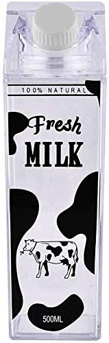 Milk Carton Water Bottle 17oz (500mL) Plastic Clear Square, No BPA  Leakproof Portable Reusable Milk Carton Shaped Juice Bottle Perfect for  Fitness Gym