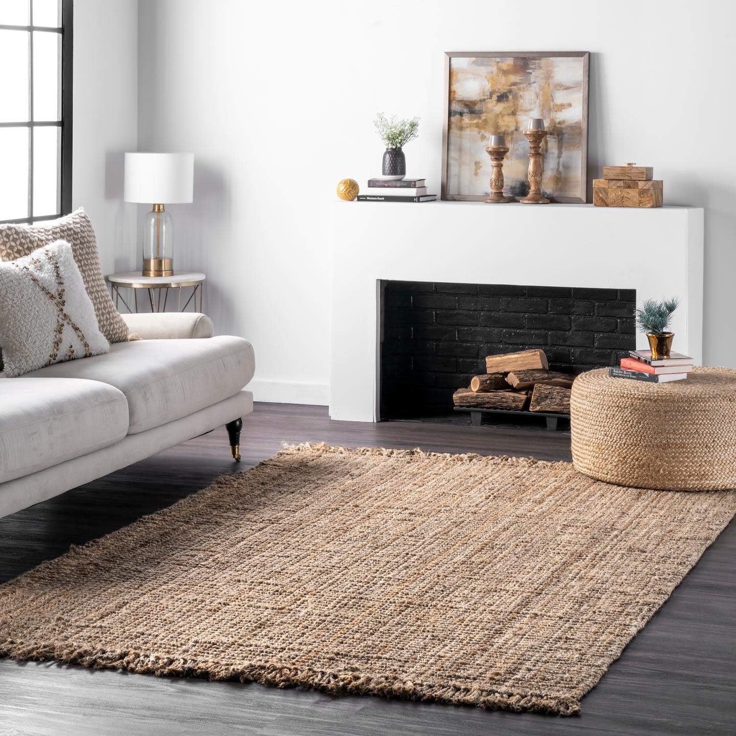 Signature Loom Handcrafted Farmhouse Jute Accent Rug (8 ft x 10 ft) - Soft  & Comfortable Jute Area Natural Rug to Bring a Sense of Peace & Relaxation