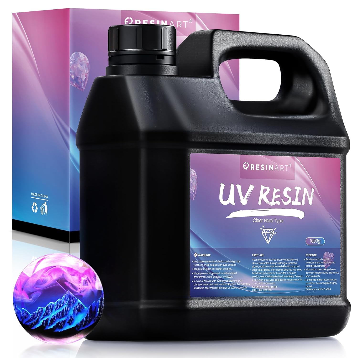  Bsrezn 1000g Bulk UV Resin Hard, Crystal Clear Large UV Cure  Epoxy Resin Kit Premixed Resina UV Transparent Solar Activated Glue for  Jewelry Making Fast Curing 1KG : Arts, Crafts 