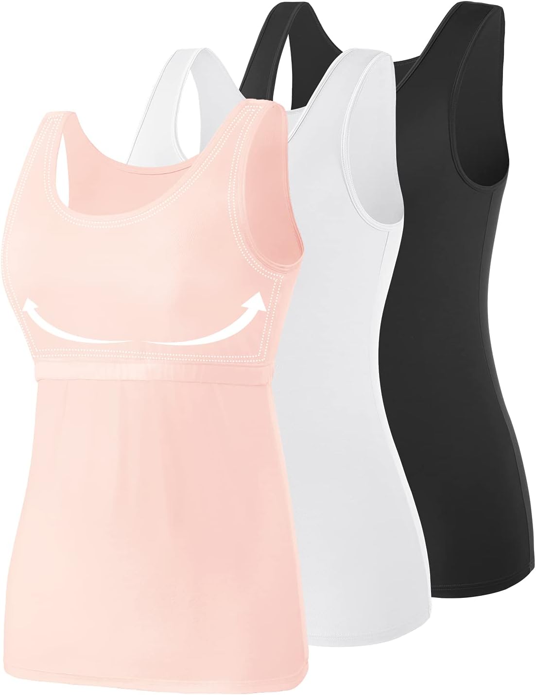 Layering Cotton Camisole with Shelf Bra - 3 Pack