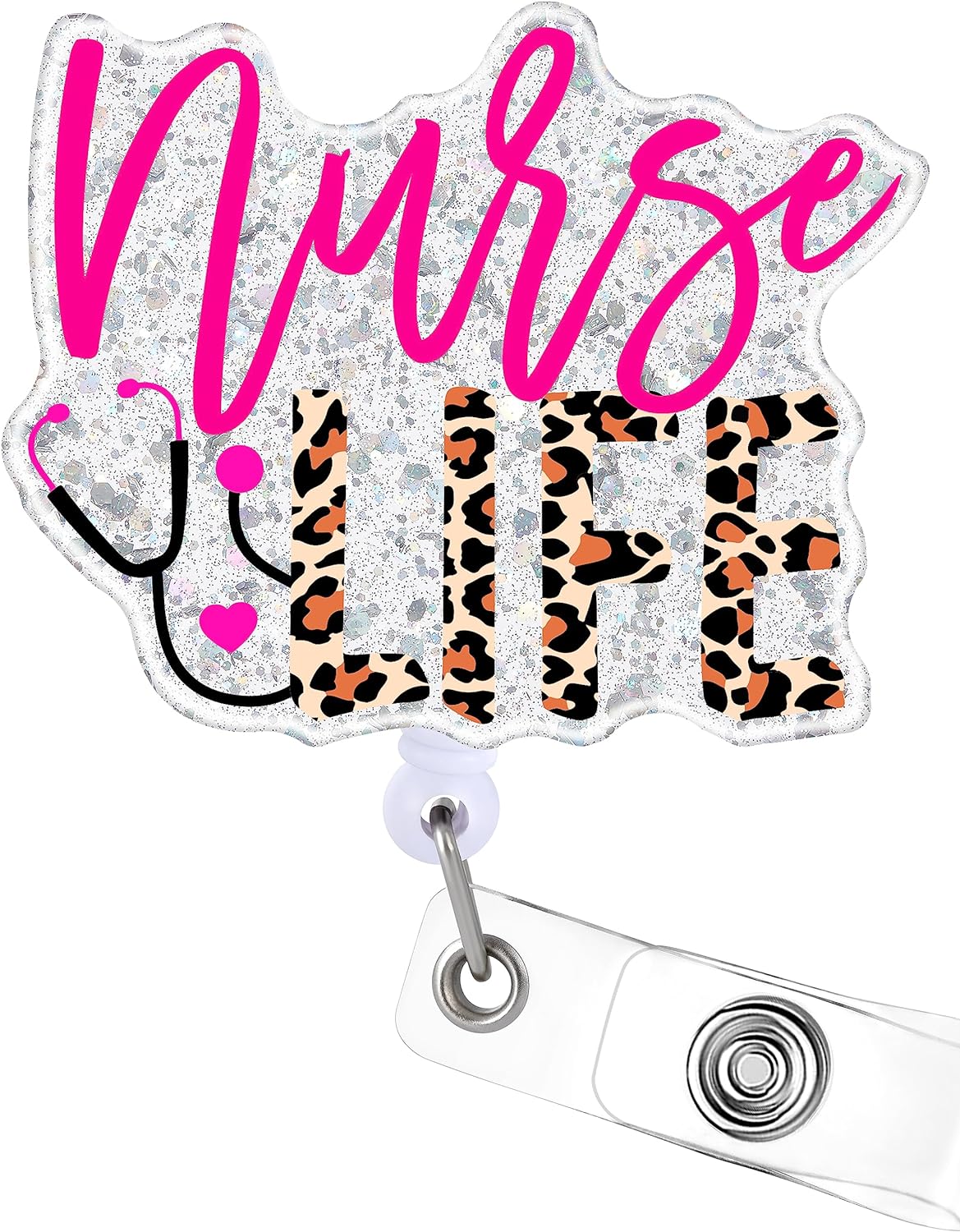 Scrub Life Nurse Badge Reel Glitter Pink Badge Reels Retractable for Nurses  Cute Funny Badge Clip CNA LPN LVN ID Card Badge Holder with Alligator Clip