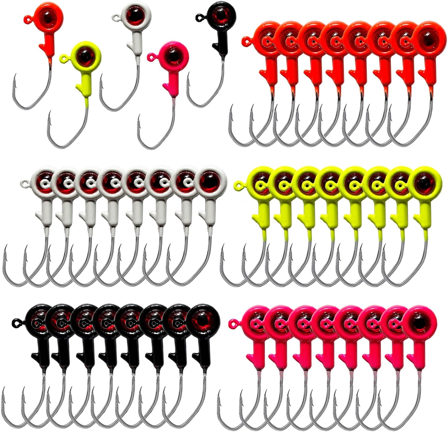 XFISHMAN Crappie-Jigs-Heads-Kit 1/8 1/16 1/32oz 50 Pack Panfish Fishing Jigs  Lead Head Jig Hook Lure 1/16oz-W/Spinner
