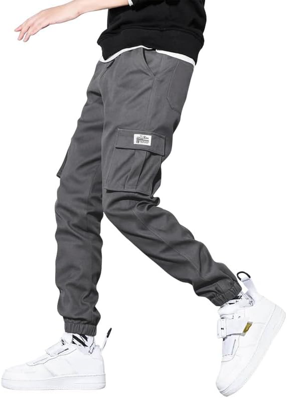 THWEI Mens Cargo Pants Casual Joggers Athletic Pants Cotton Loose