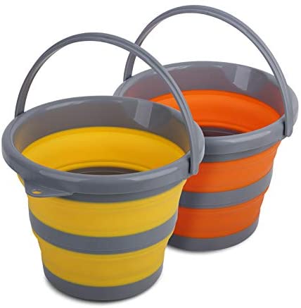 2 Pack Collapsible Bucket 5 Gallon Container Folding Water Bucket Portable