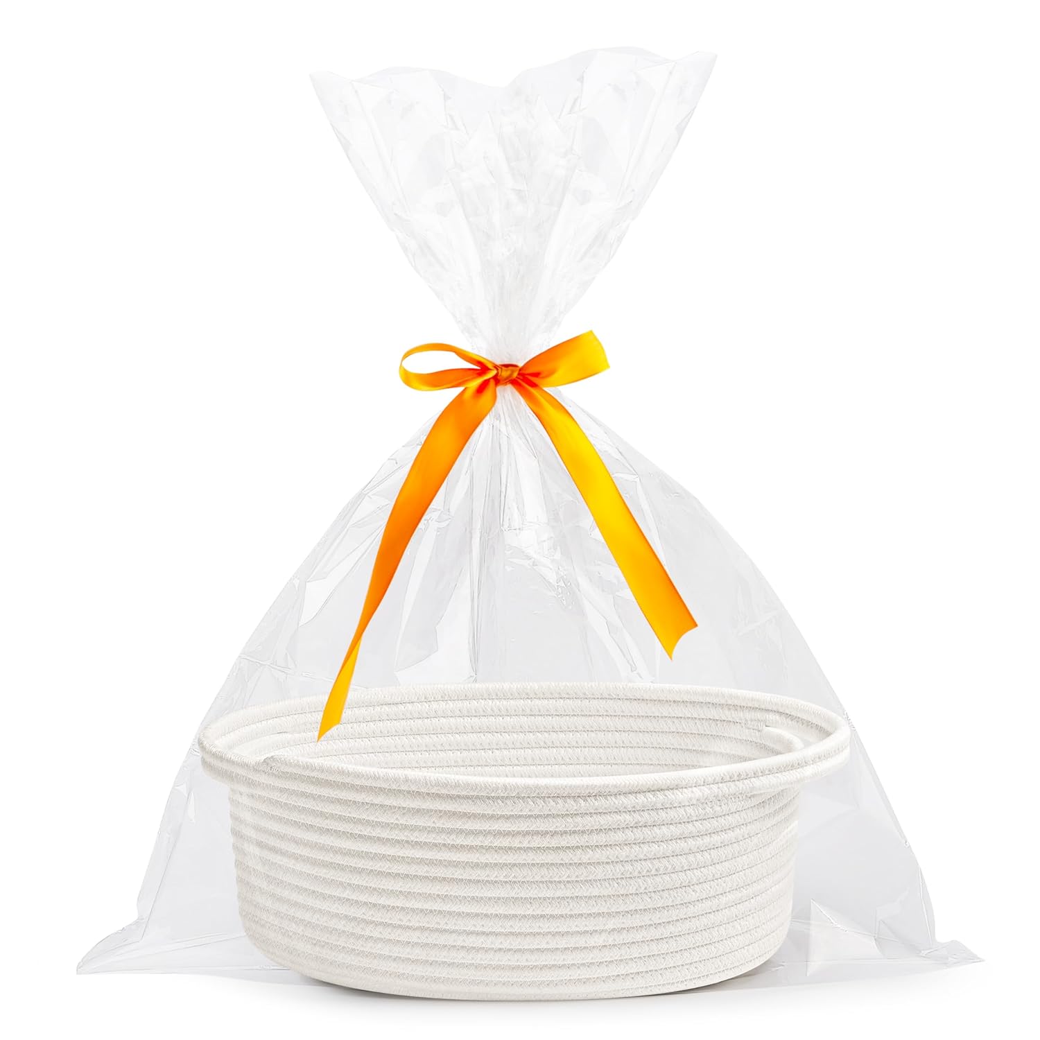 ABenkle Small Basket?12"x 8" X 5" Shelf Storage Baskets, Small Cute Rope Basket Room Storage Chest Box, Cat Basket, Empty Gift Basket With Handles (Brown Block