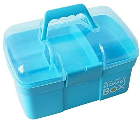 Sunxenze 11'' Clear Plastic Craft Storage Box, Sewing Box