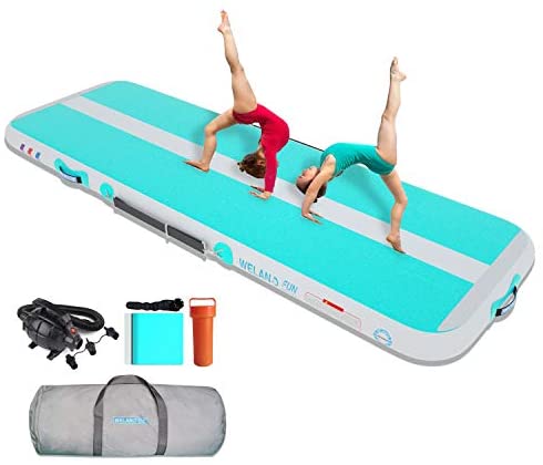 Beach Park Inflatable Yoga Workout Mat Triclicks Incline Gymnastics Mats Foldable Inflatable Air Tumble Track Gymnastics Mat With Electric Air Pump for Home Use