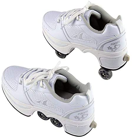 Double-Row Deform Wheel Deformation Automatic Walking Shoes Invisible Roller ... 