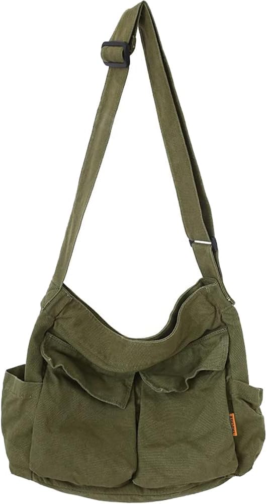 TFTP Vintage Men Canvas Shoulder Bag Satchel Casual Crossbody Messenger School Bag Black