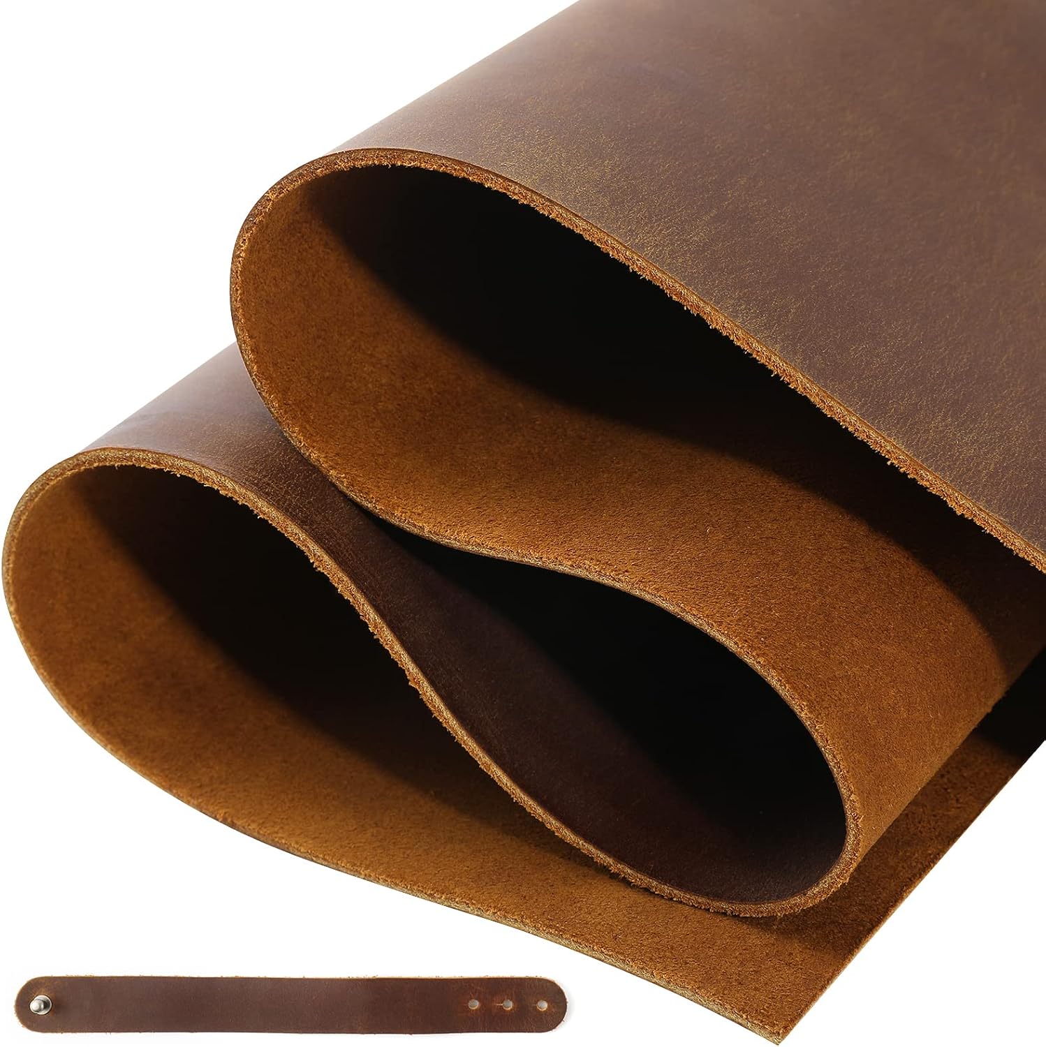 MEISTER SHEET【LEATHER】【箔】BROWN Leather Square 1.8-2.0MM Thick Genuine Top Full Grain Oil