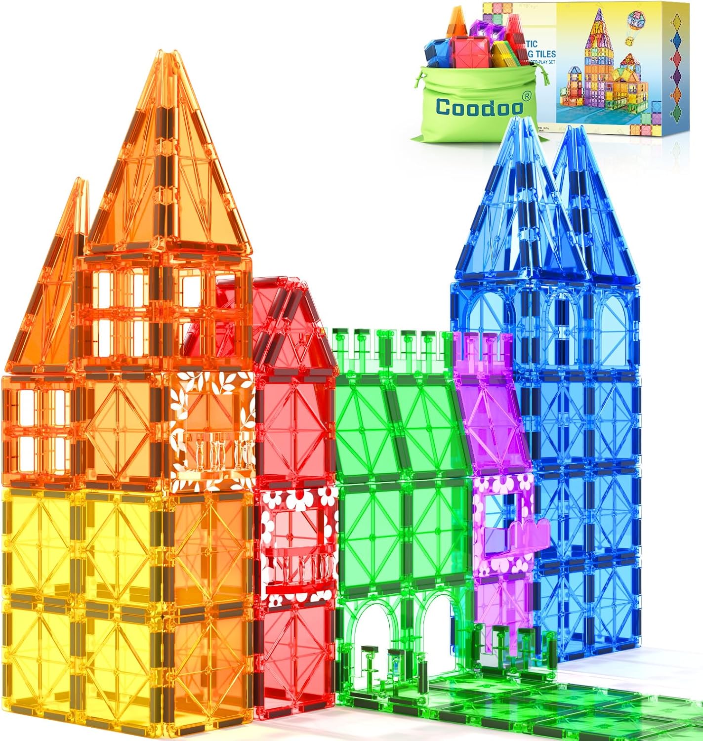 Anbalulu Magnetic Building Tiles, 134PCS Large Magnet Building Set,Magnetic Blocks, 3D STEM Stacking Toys, Magnets Toy for Kids Boys Girls : Anbalulu Magnetic Building Tiles, 134PCS Large Magnet